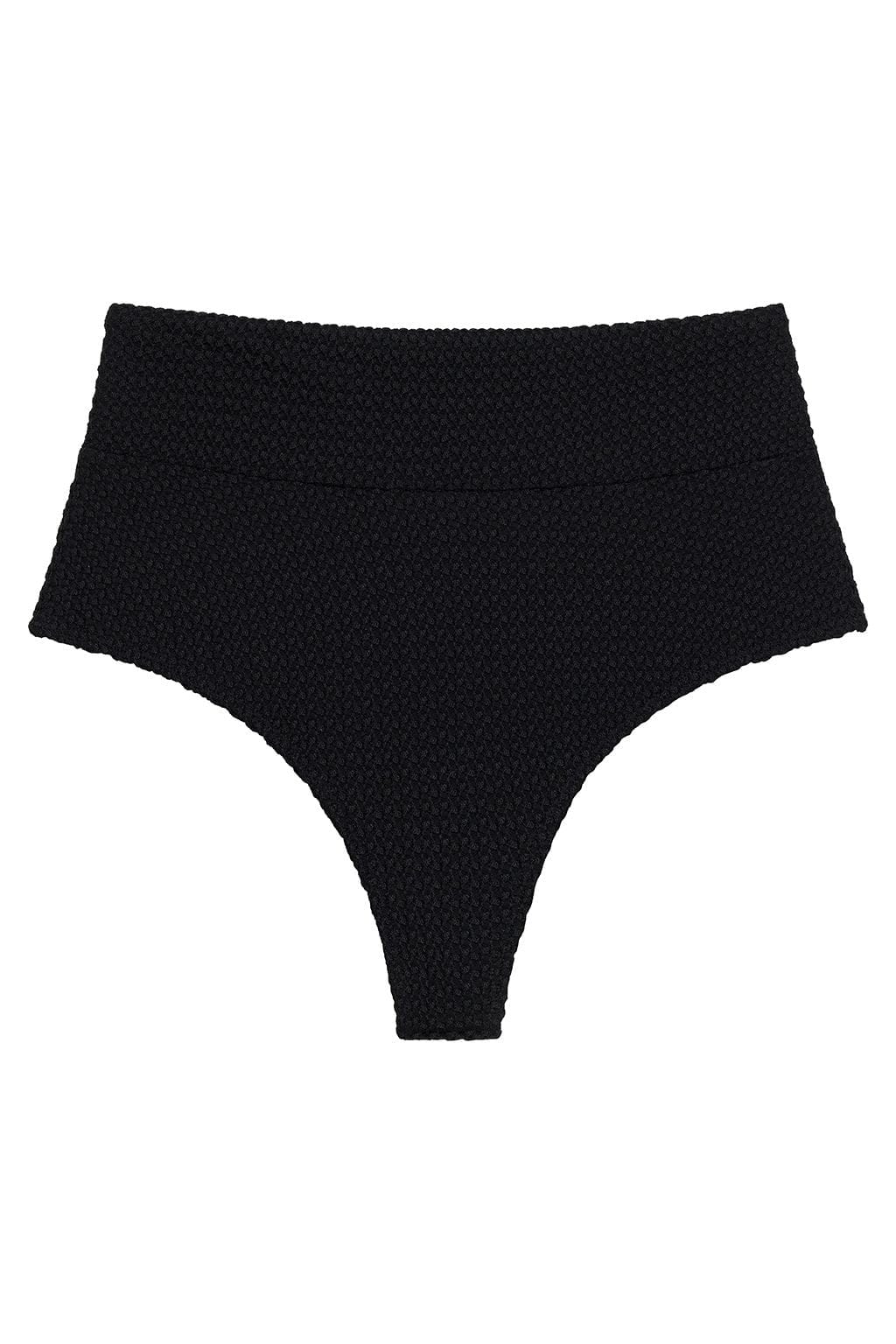 Black Crochet Added Coverage High Rise Bikini Bottom