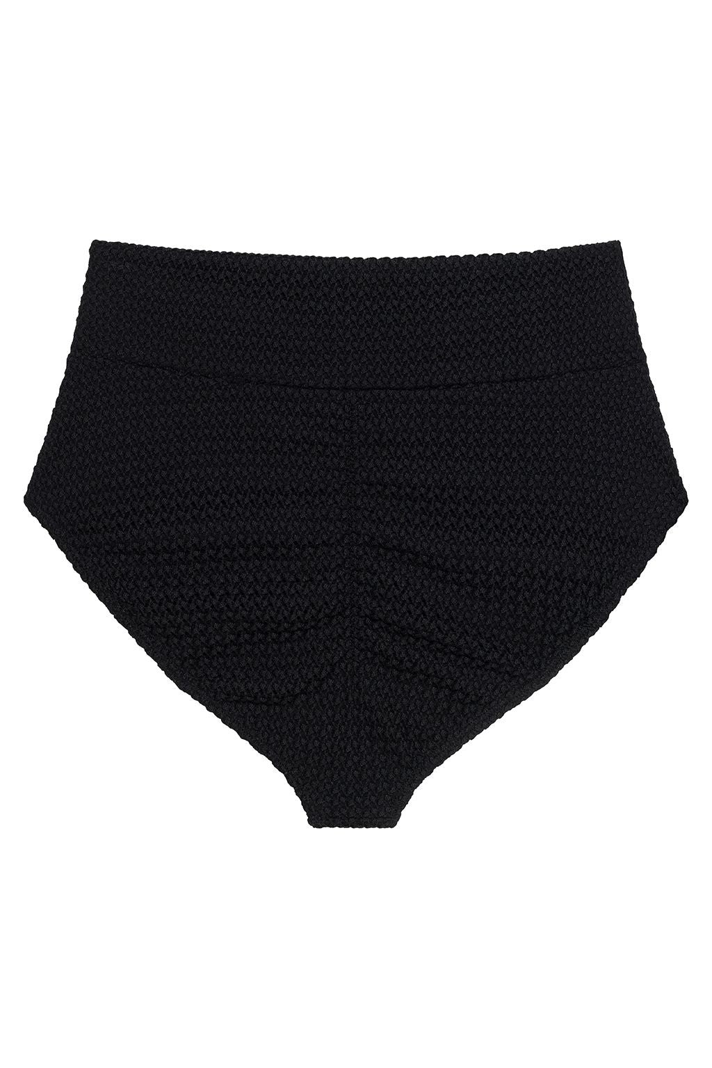 Black Crochet Full Coverage High Rise Bikini Bottom
