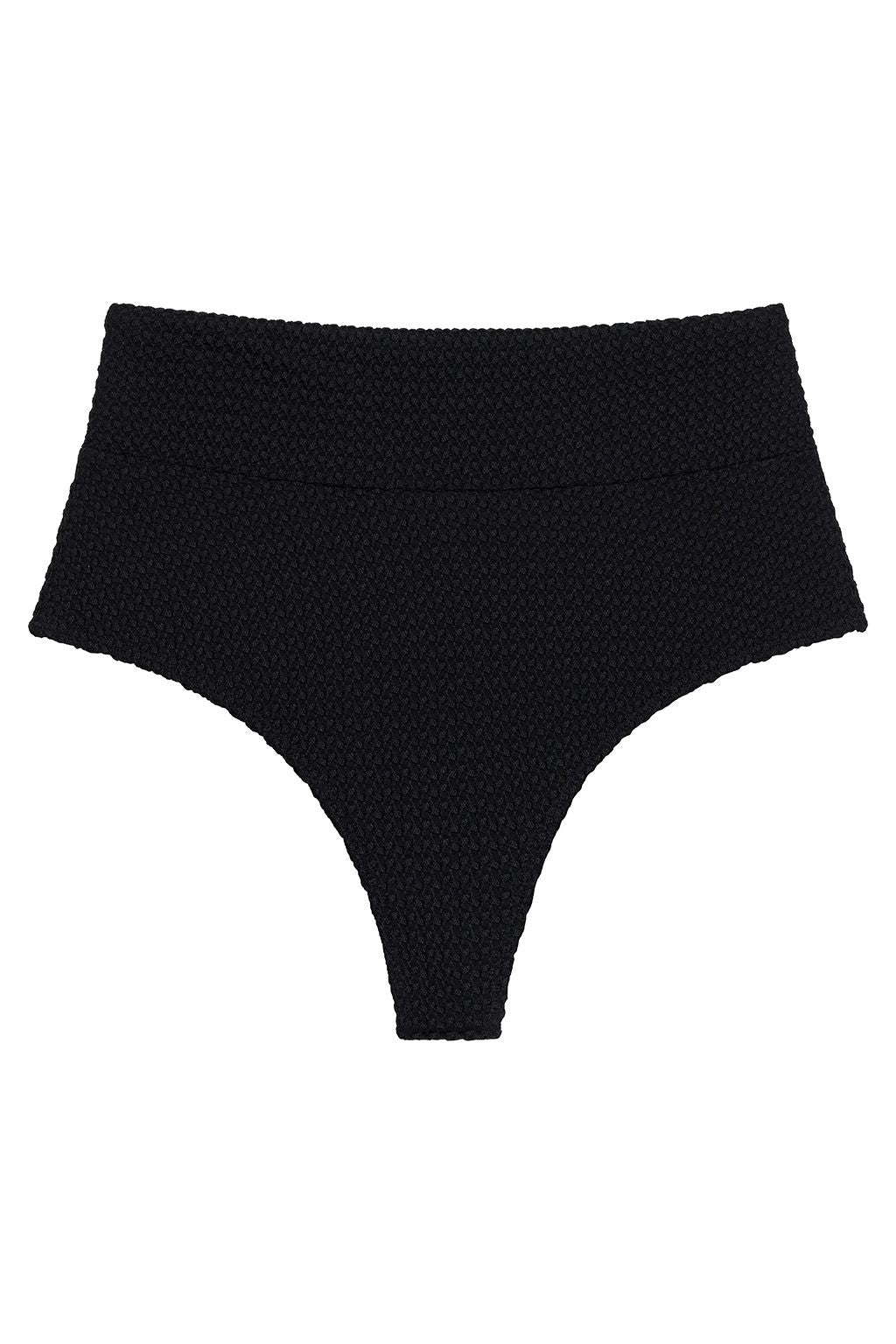 Black Crochet Full Coverage High Rise Bikini Bottom