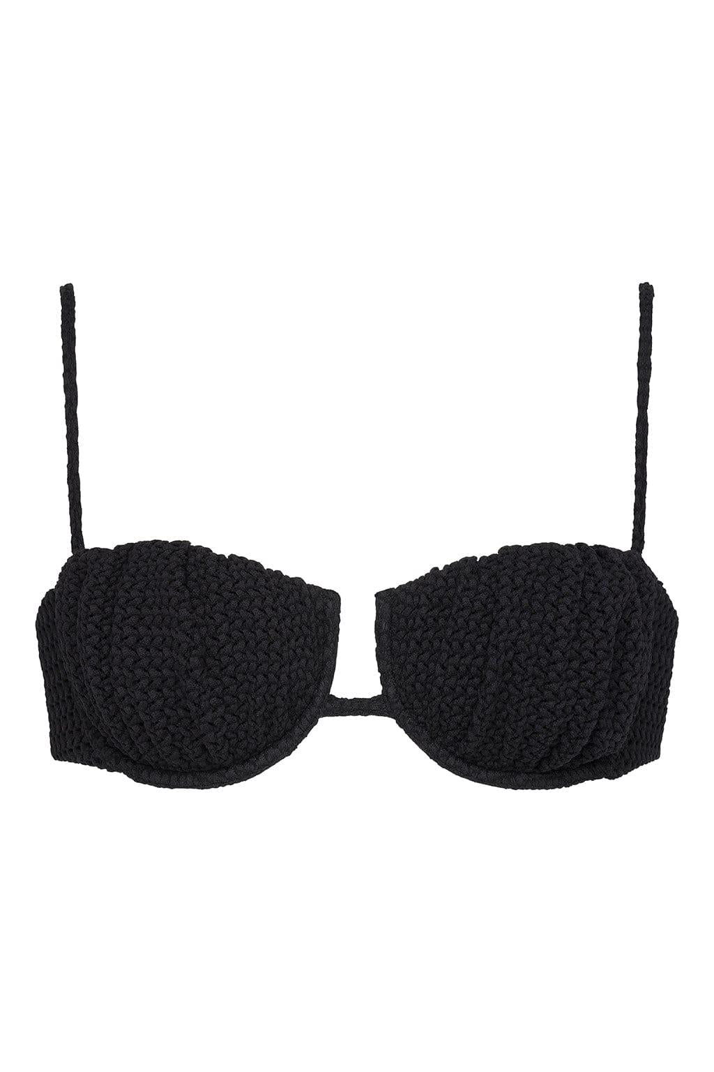 Black Crochet Petal Bikini Top