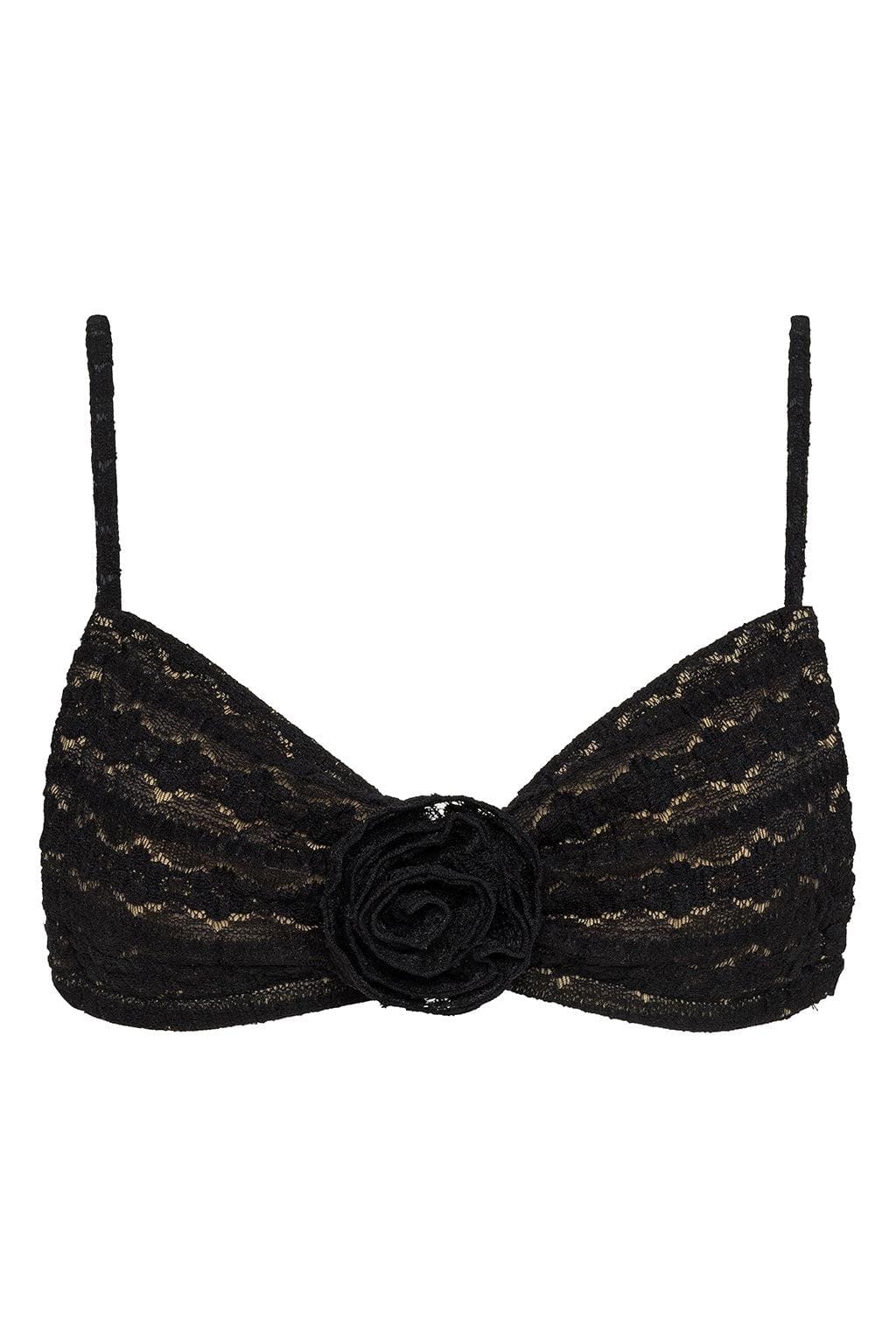 Black Daisy Lace Devin Rosa Bikini Top