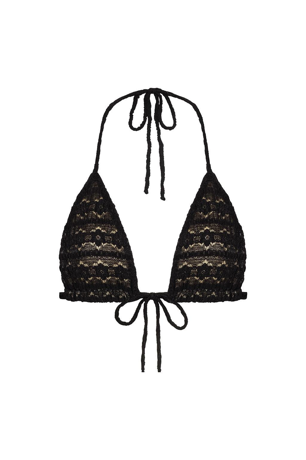 Black Daisy Lace Emma Bikini Top