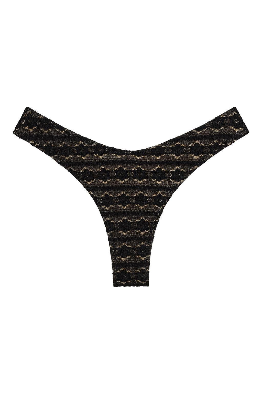 Black Daisy Lace Added Coverage Lulu (Zig-Zag Stitch) Bikini Bottom