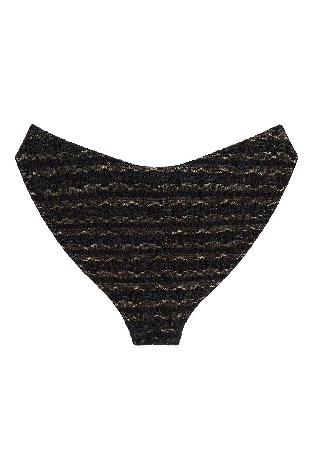 Black Daisy Lace Added Coverage Lulu (Zig-Zag Stitch) Bikini Bottom