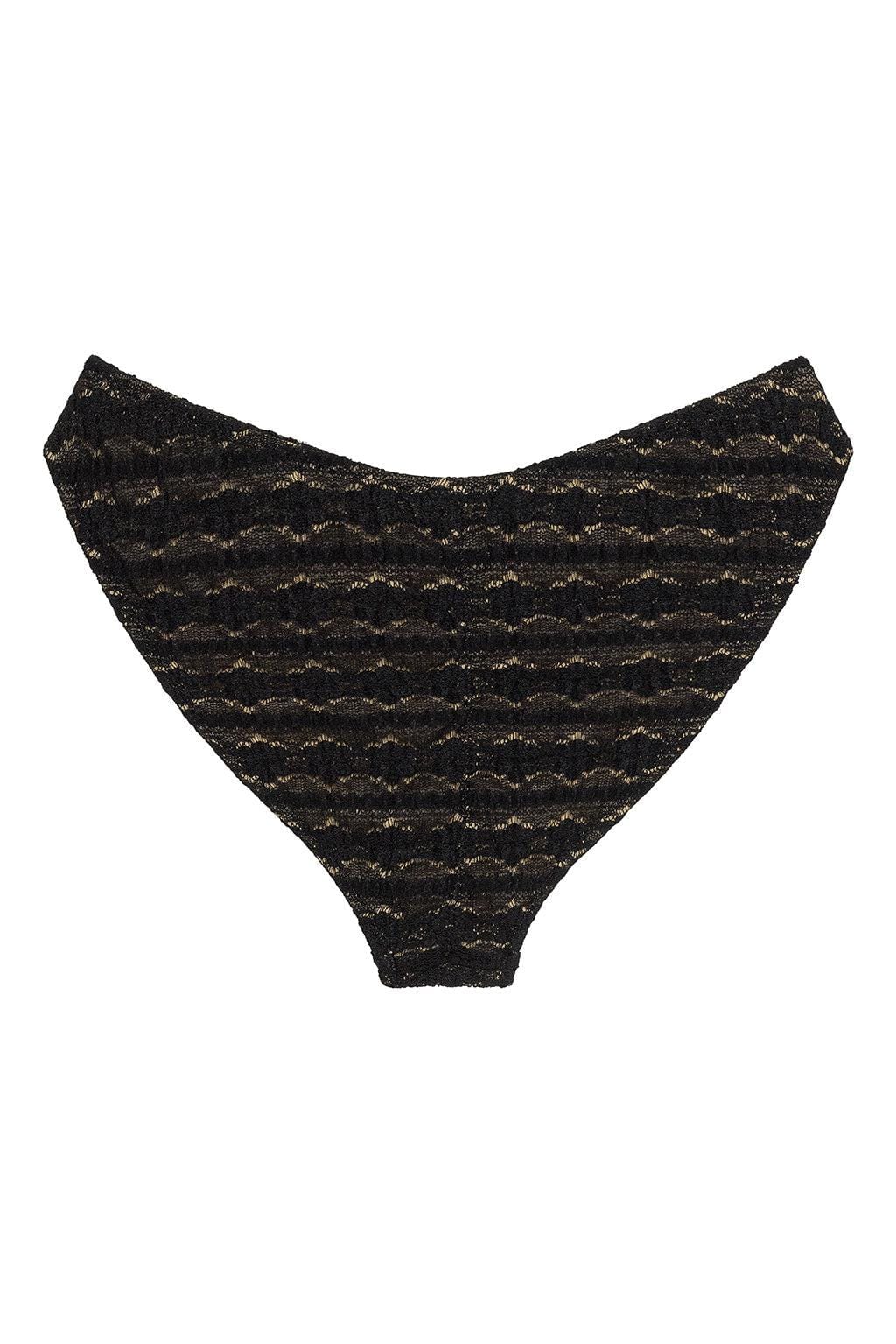 Black Daisy Lace Added Coverage Lulu (Zig-Zag Stitch) Bikini Bottom