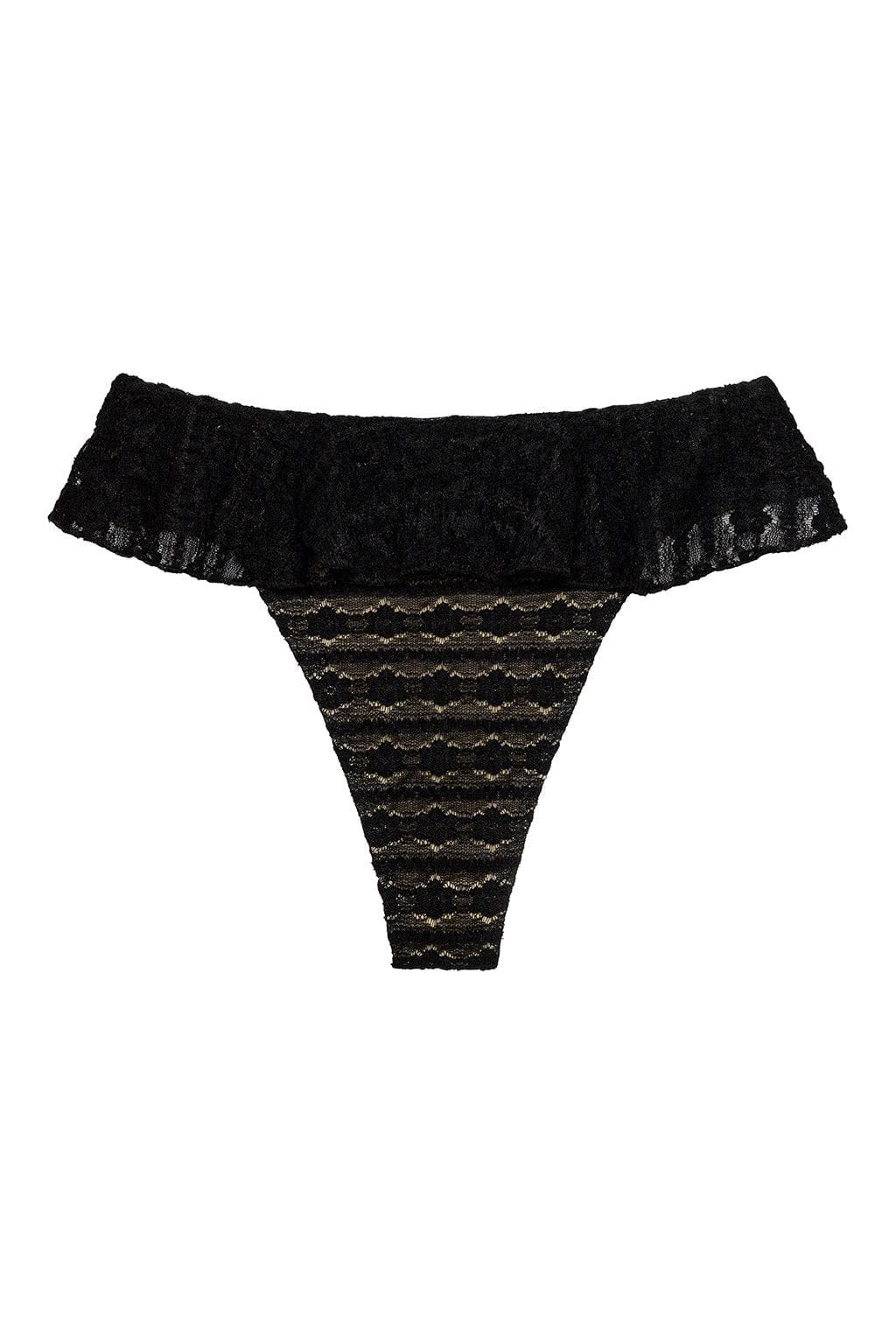 Black Daisy Lace Tamarindo Ruffle Bikini Bottom
