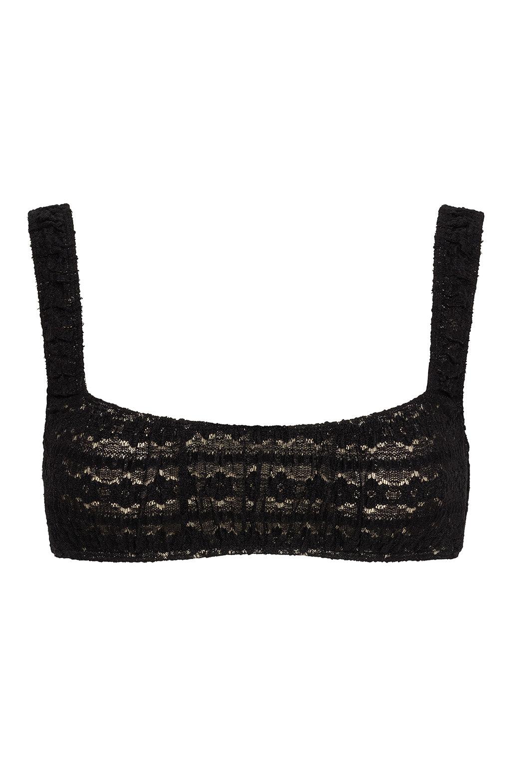 Black Daisy Lace Zoe Bikini Top