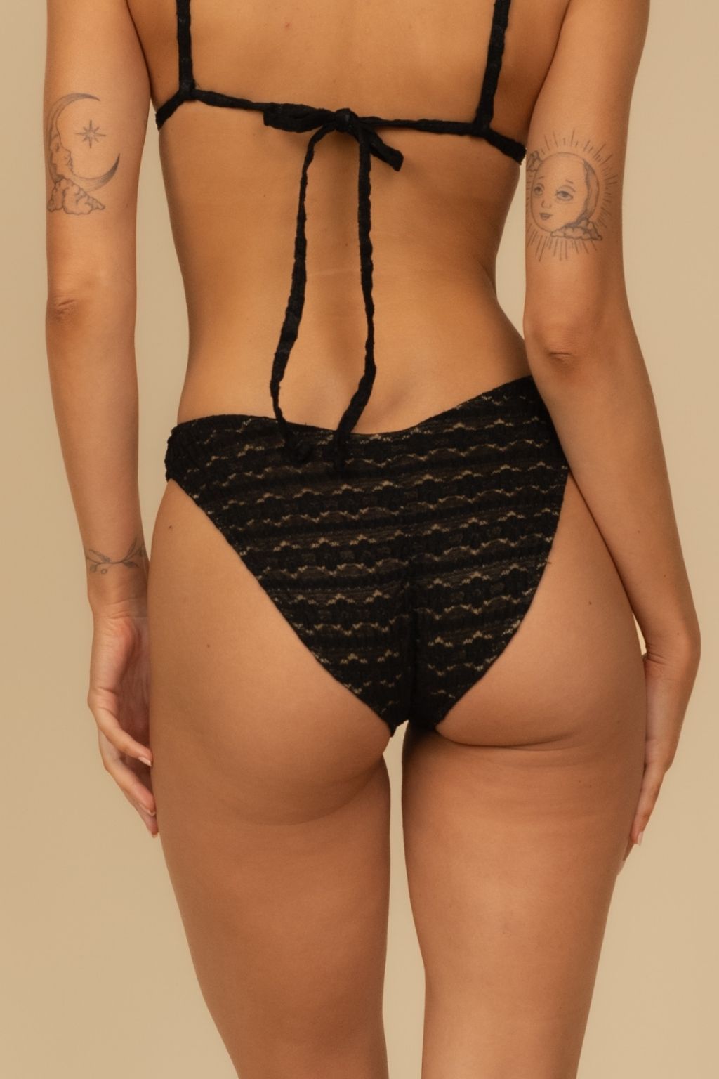 Black Daisy Lace Added Coverage Lulu (Zig-Zag Stitch) Bikini Bottom