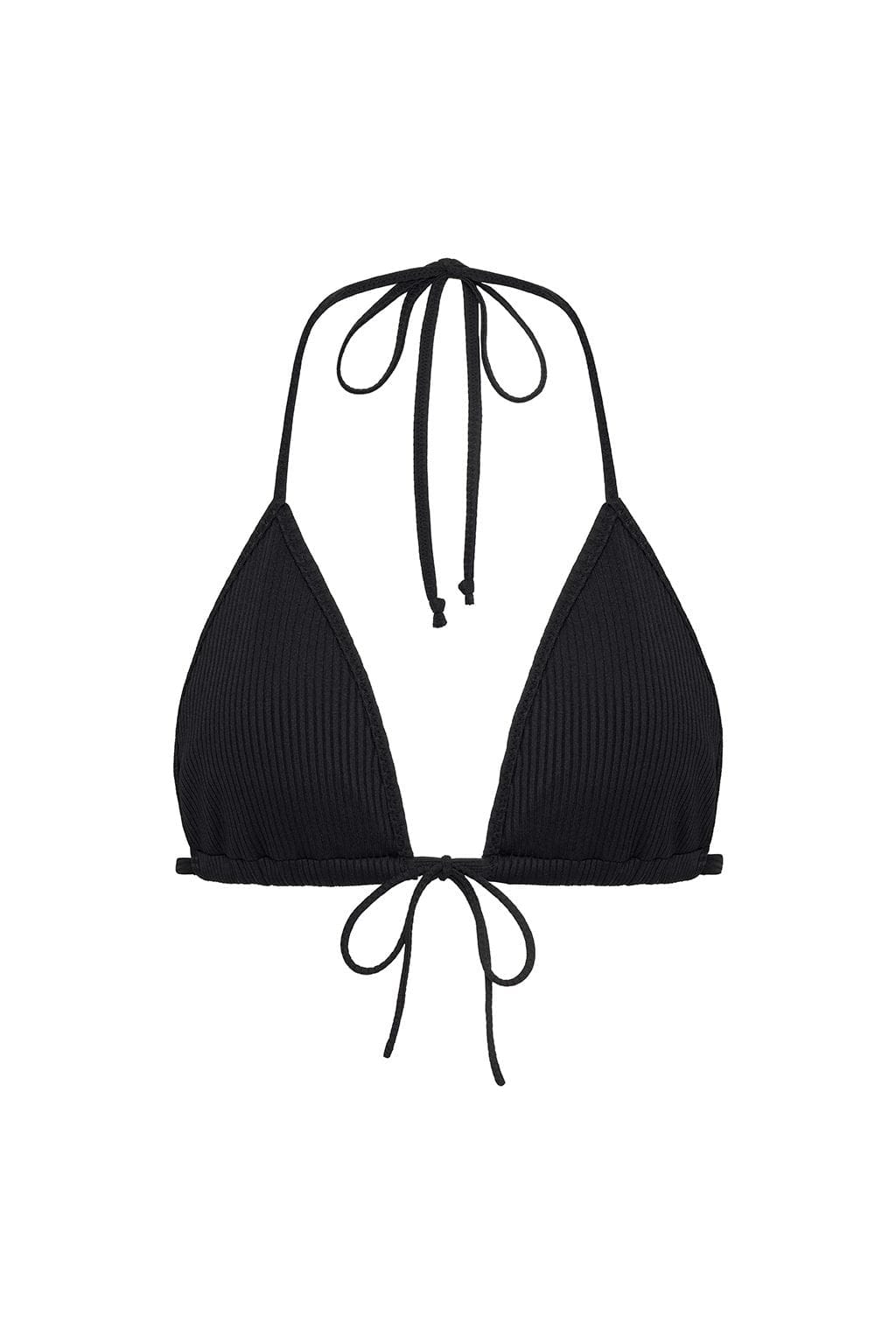 Black Rib Binded Emma (Zig-Zag Stitch) Bikini Top