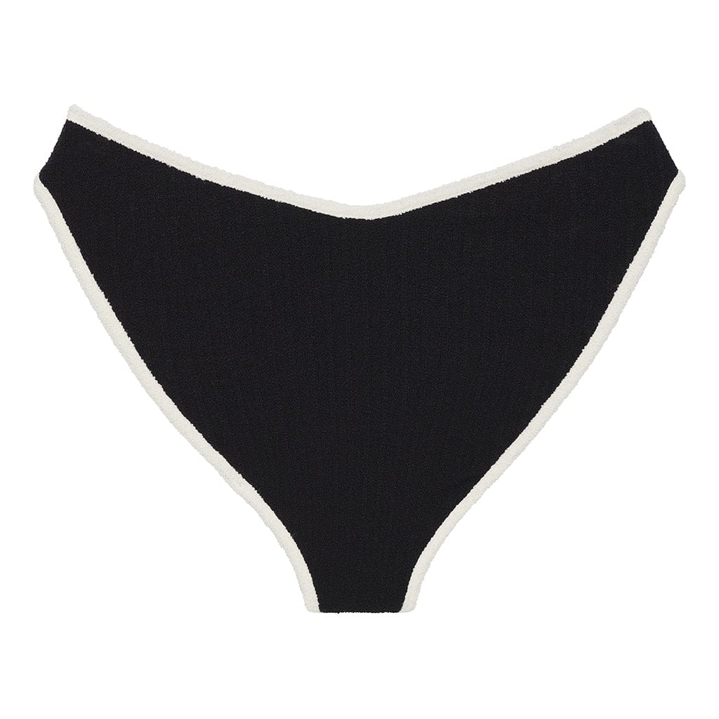 Black (Cream Binded) Terry Rib Added Coverage Lulu Bikini Bottom