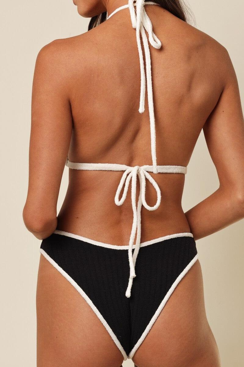 Black (Cream Binded) Terry Rib Lulu Bikini Bottom