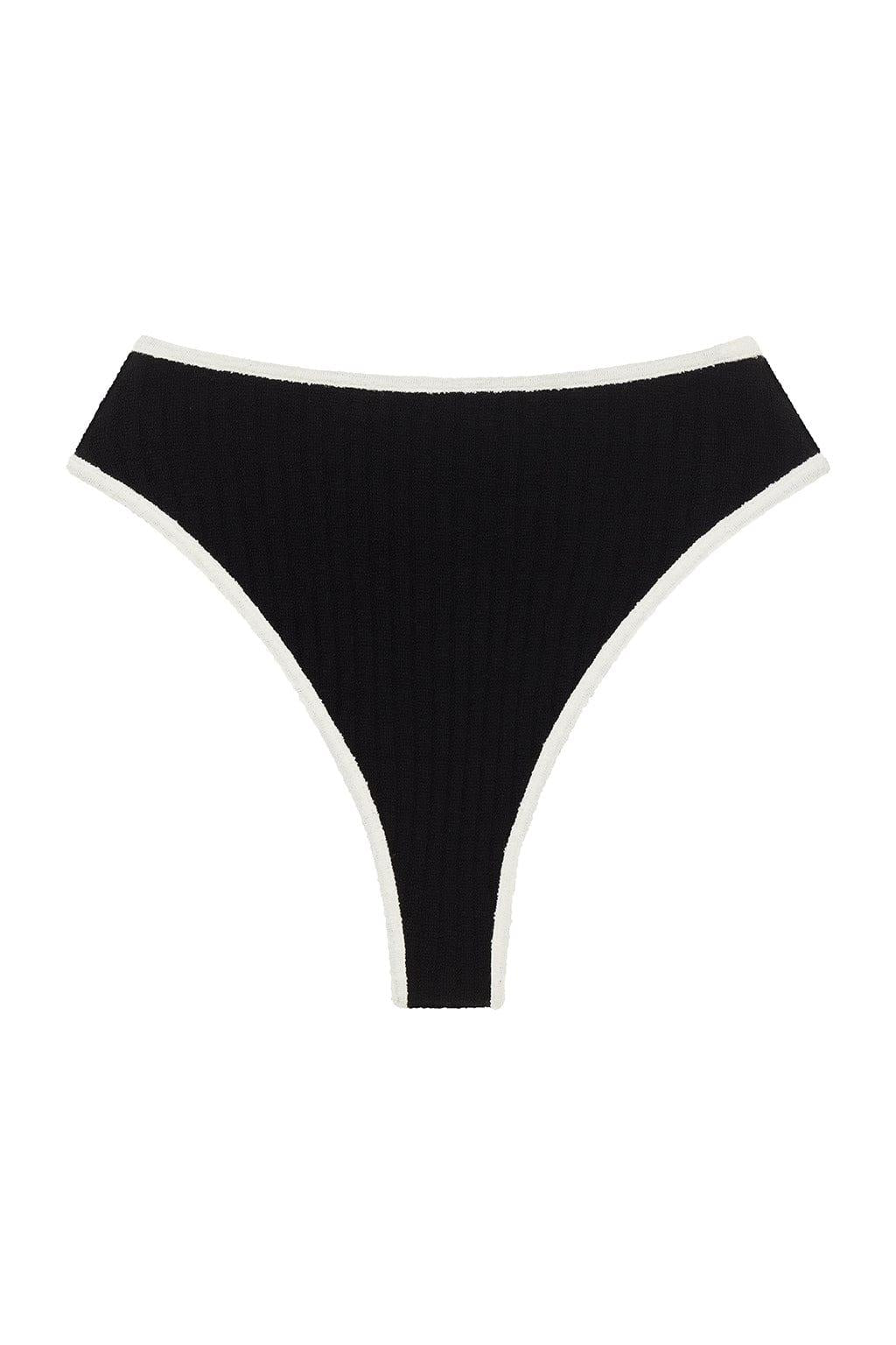 Black (Cream Binded) Terry Rib Paula Bikini Bottom