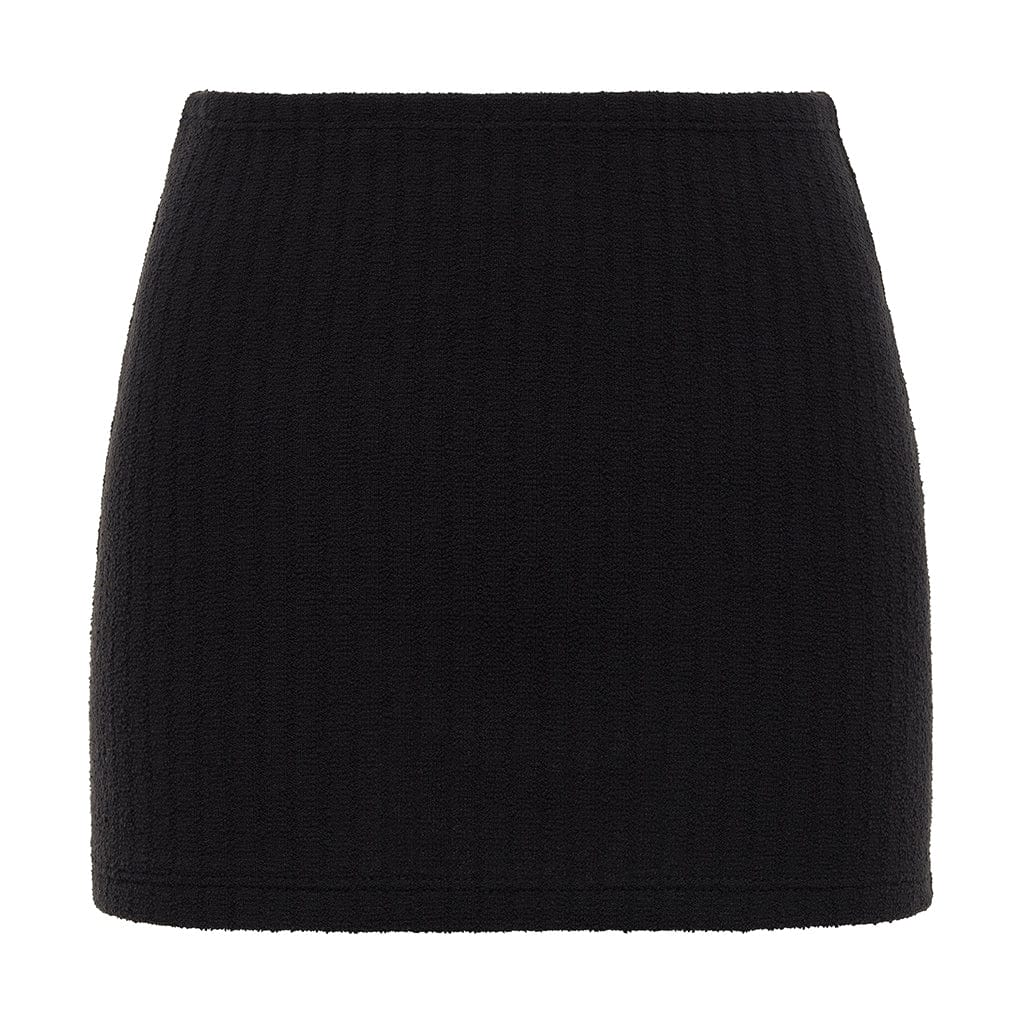 Black Terry Rib Micro Skirt