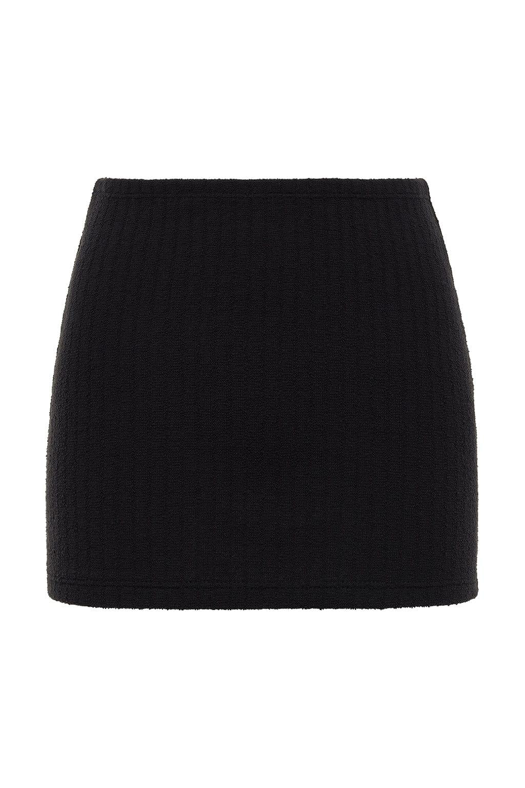 Black Terry Rib Micro Skirt