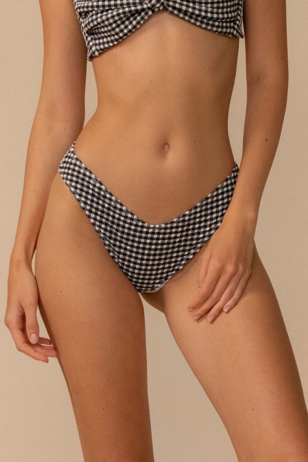 Black & White Gingham Added Coverage Lulu (Zig-Zag Stitch) Bikini Bottom