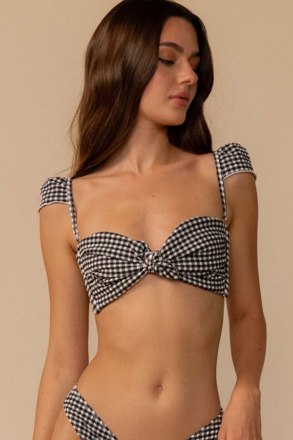 Black & White Gingham Cabana Bikini Top