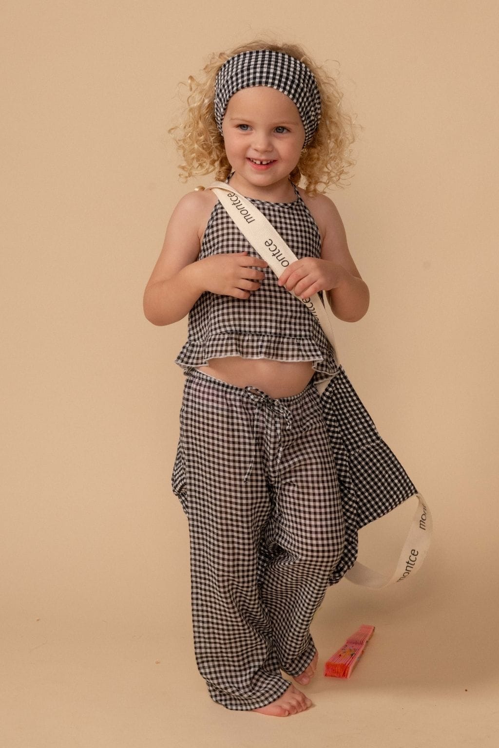Black & White Gingham Mini Drawstring Pant