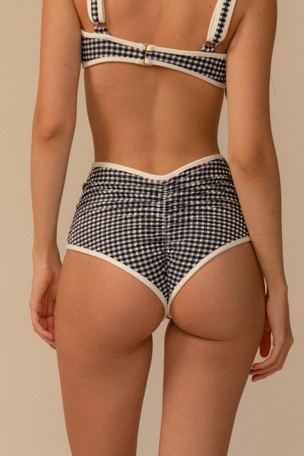 Black & White Gingham Polly Bikini Bottom