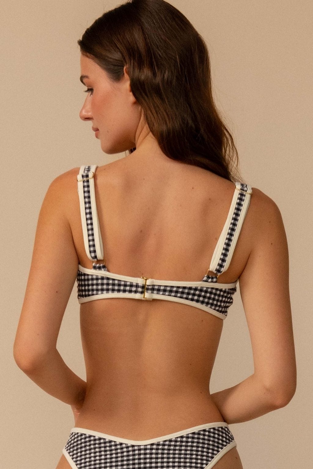 Black & White Gingham Romy Binded Bikini Top