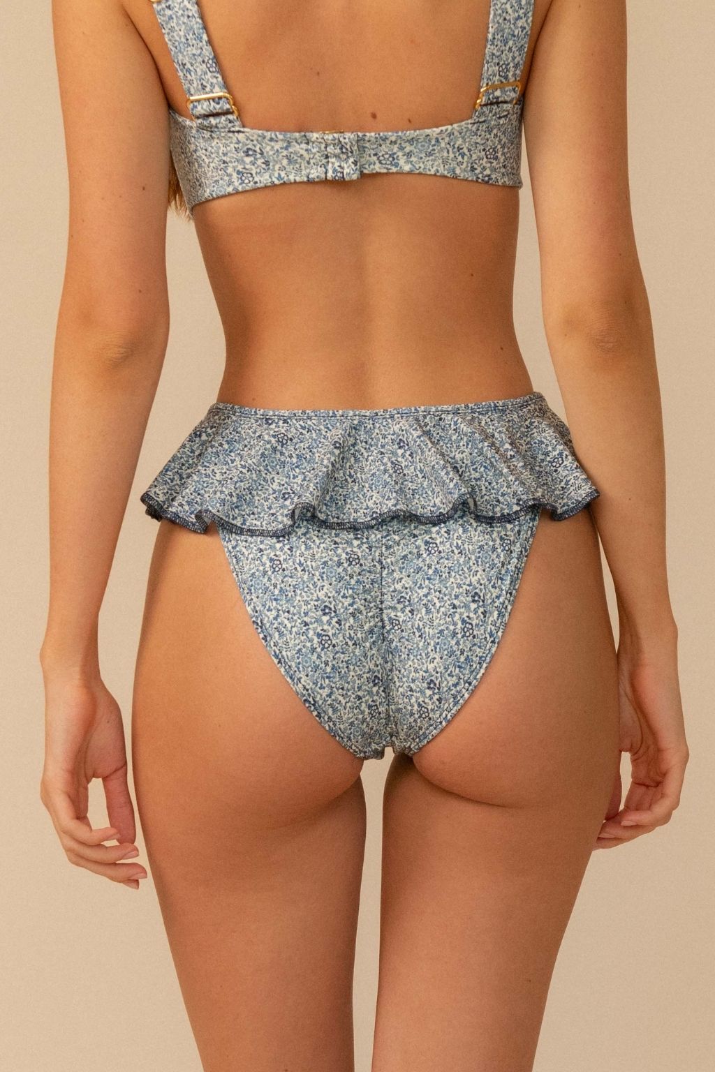 Blue Petite Fleur Tamarindo Ruffle Bikini Bottom