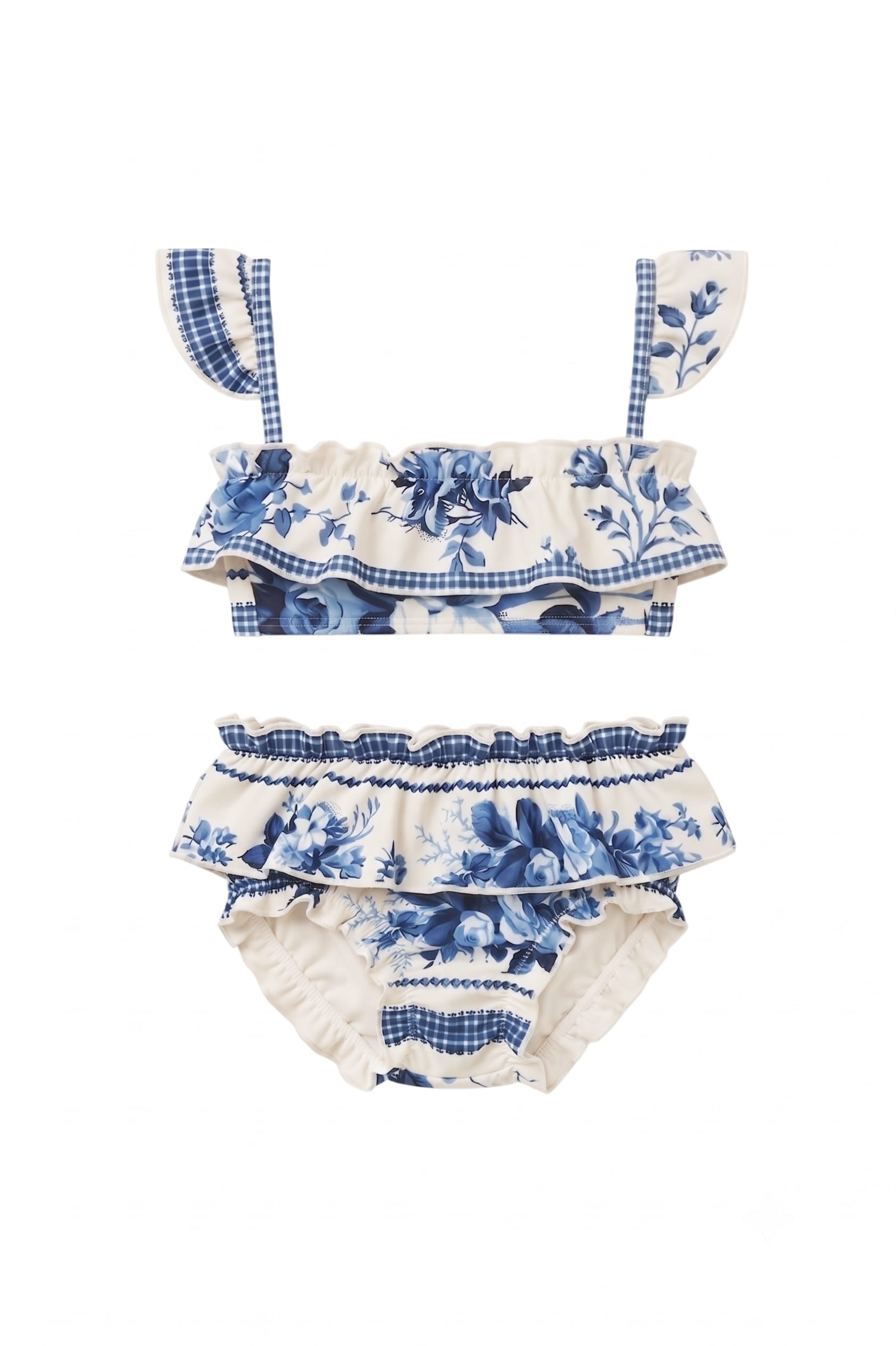 Blue Toile Stripe Mini Cabana Bikini Set