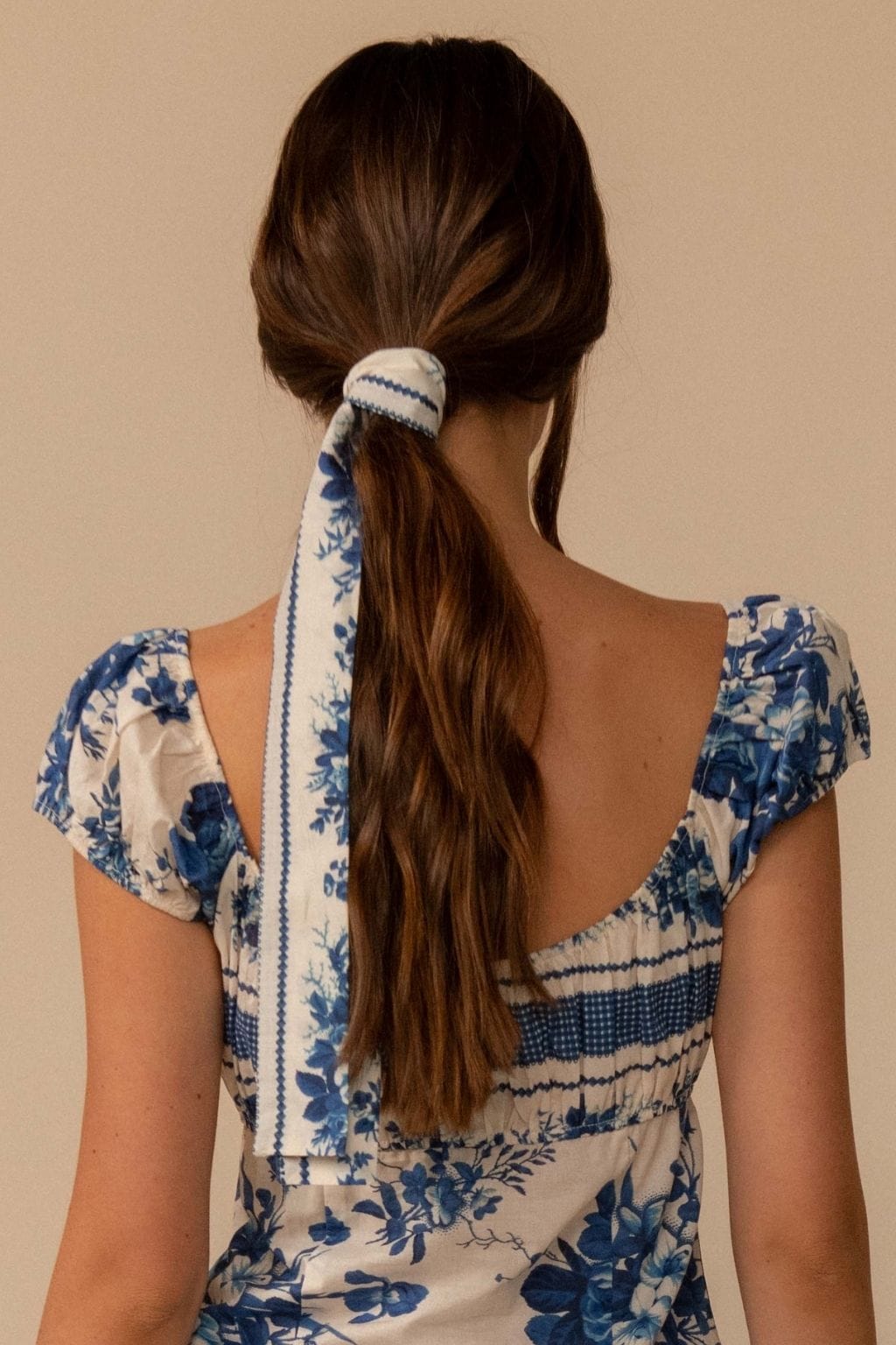 Blue Toile Stripe Hair Ribbon