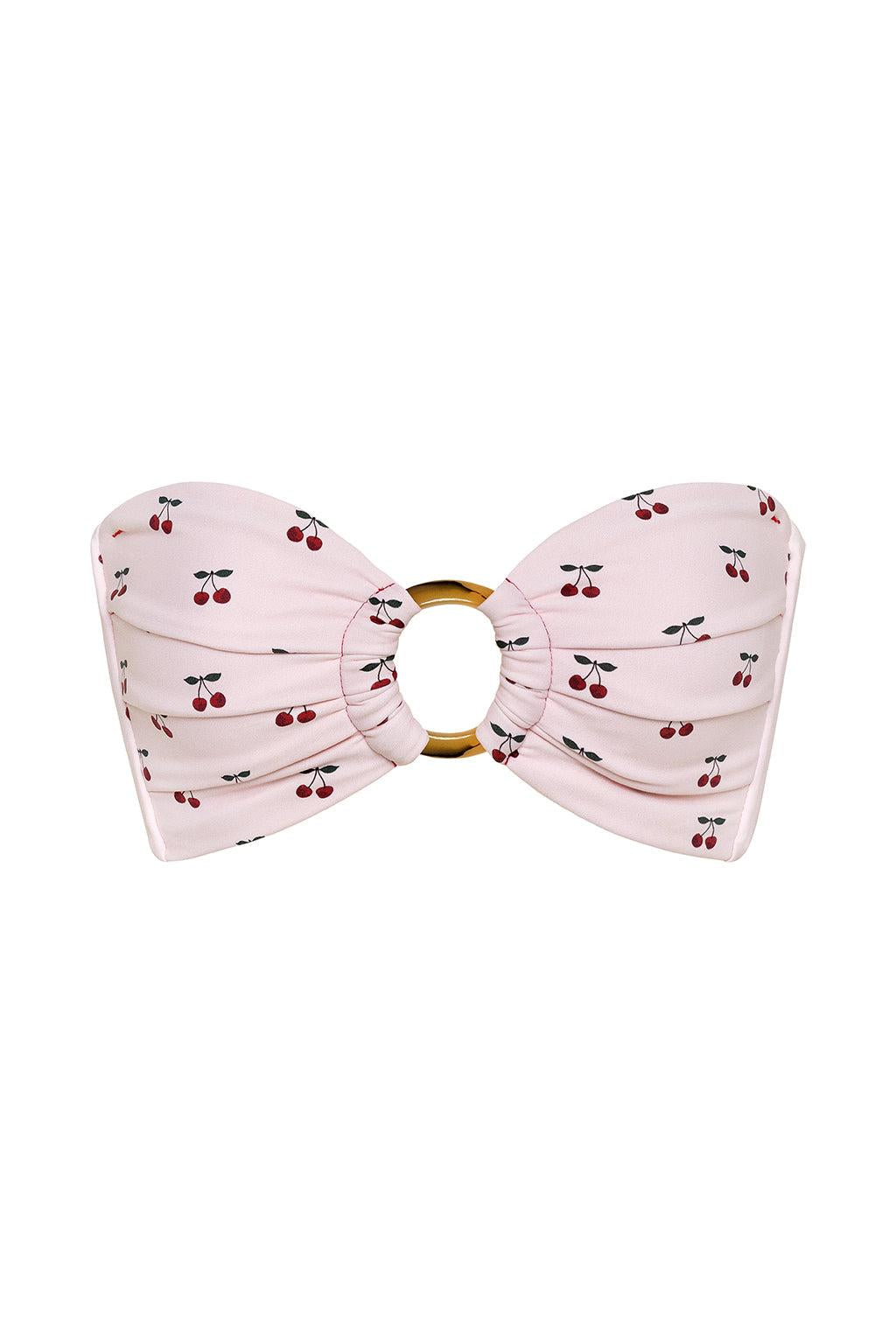Cherries Tori Ties Bandeau Bikini Top