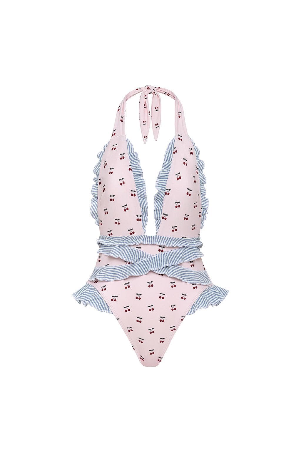 Cherries Tropez Ruffle Edge One-Piece