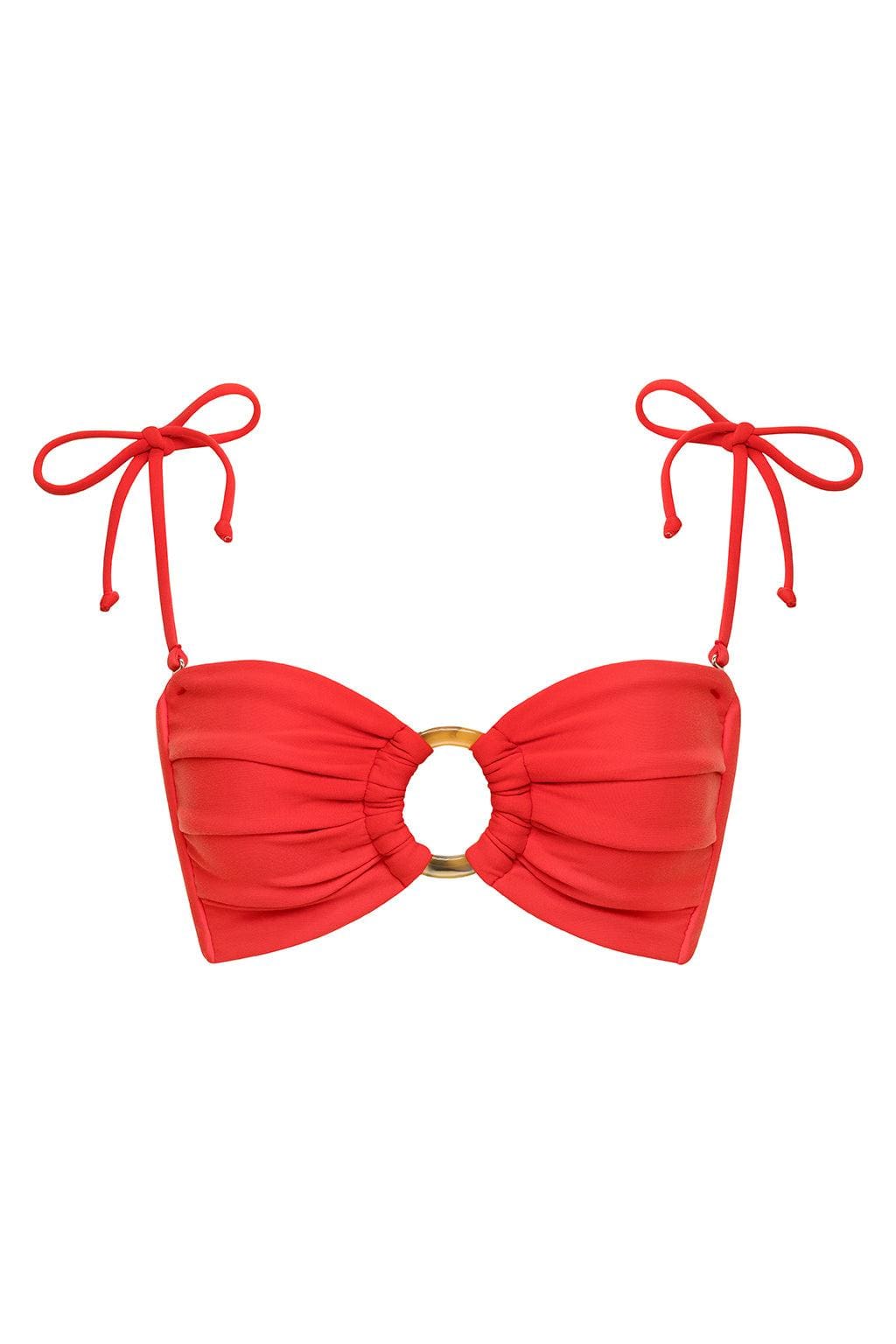 Cherry Tori Ties Bandeau Bikini Top