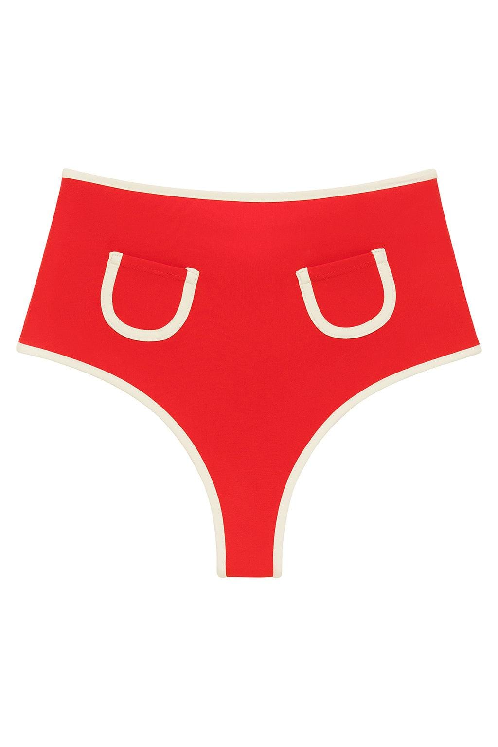 Cherry Cream Binded Polly Bikini Bottom