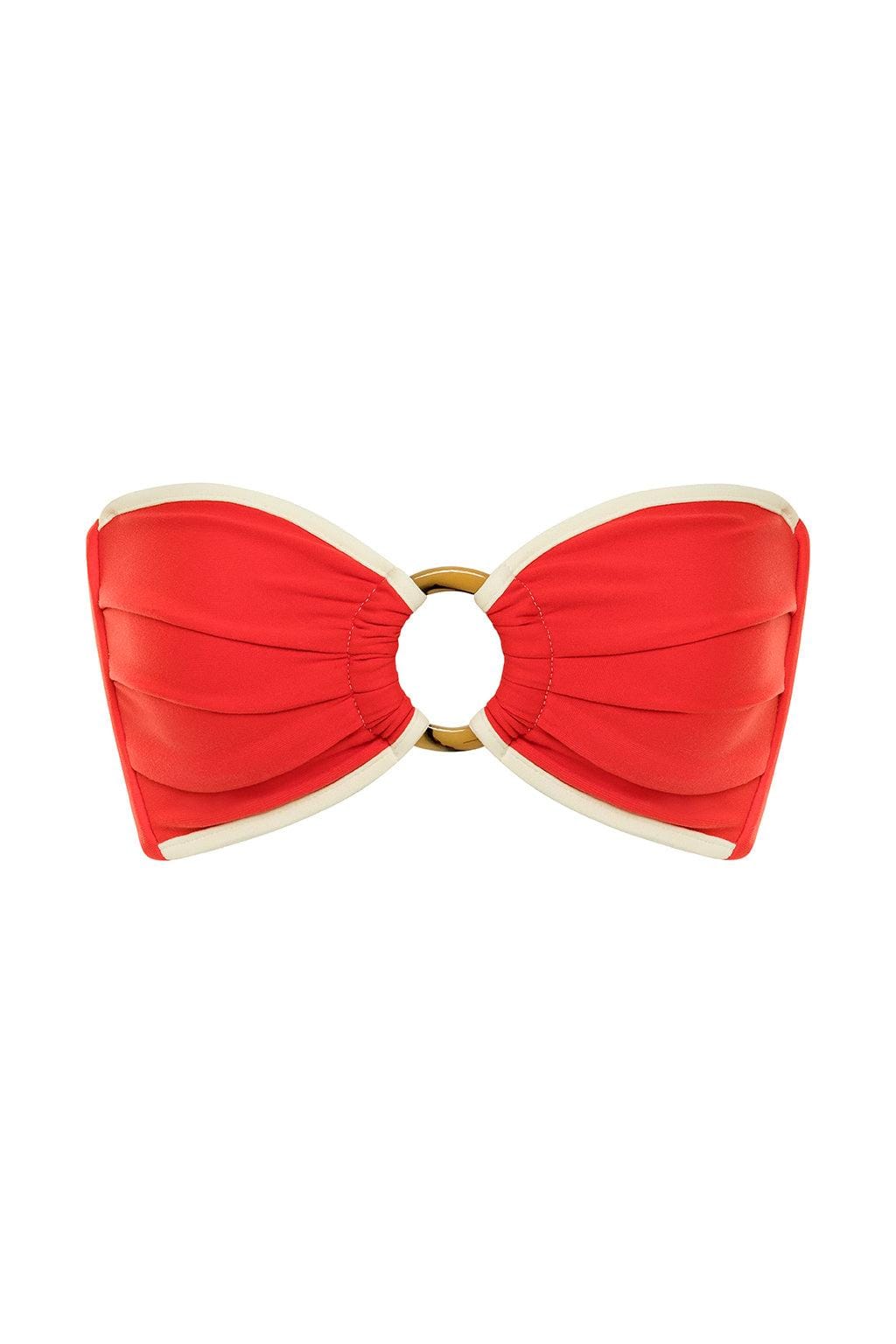 Cherry Cream Binded Tori Ties Bandeau Bikini Top