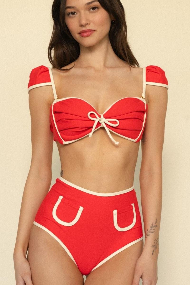 Cherry Cream Binded Polly Bikini Bottom