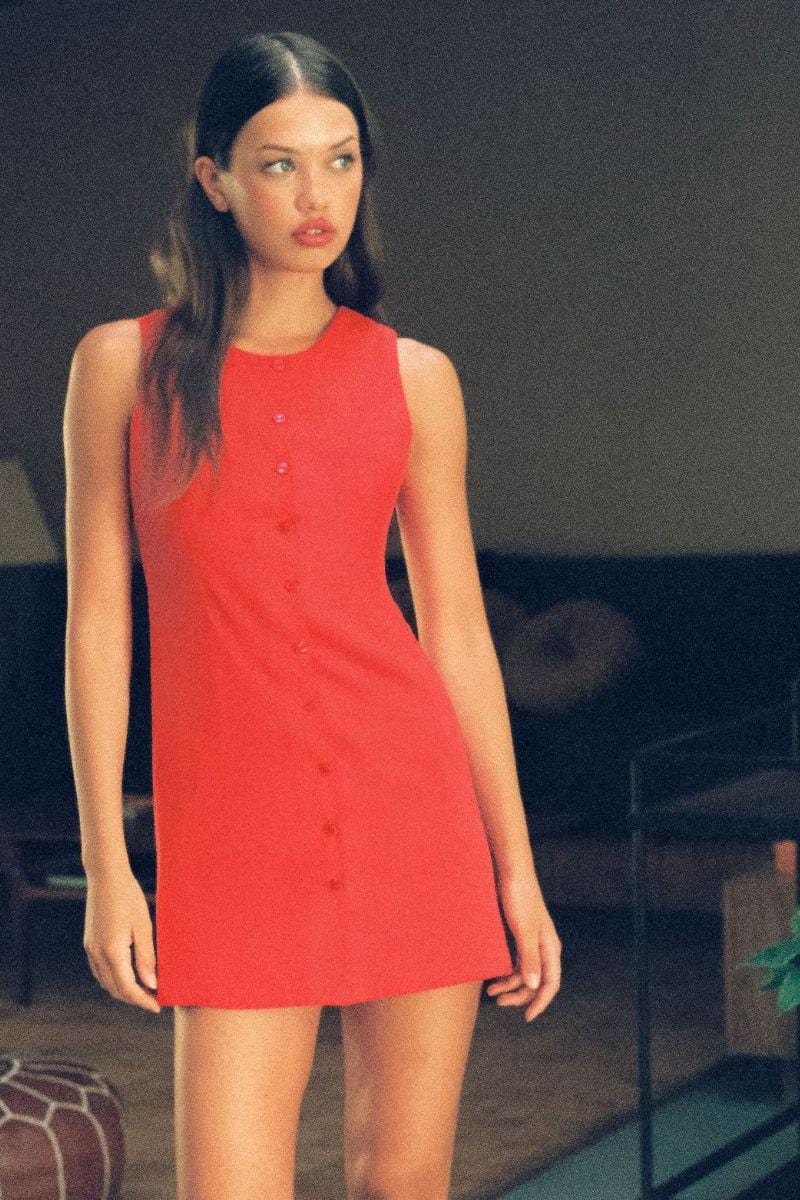 Cherry Button Down Tank Dress