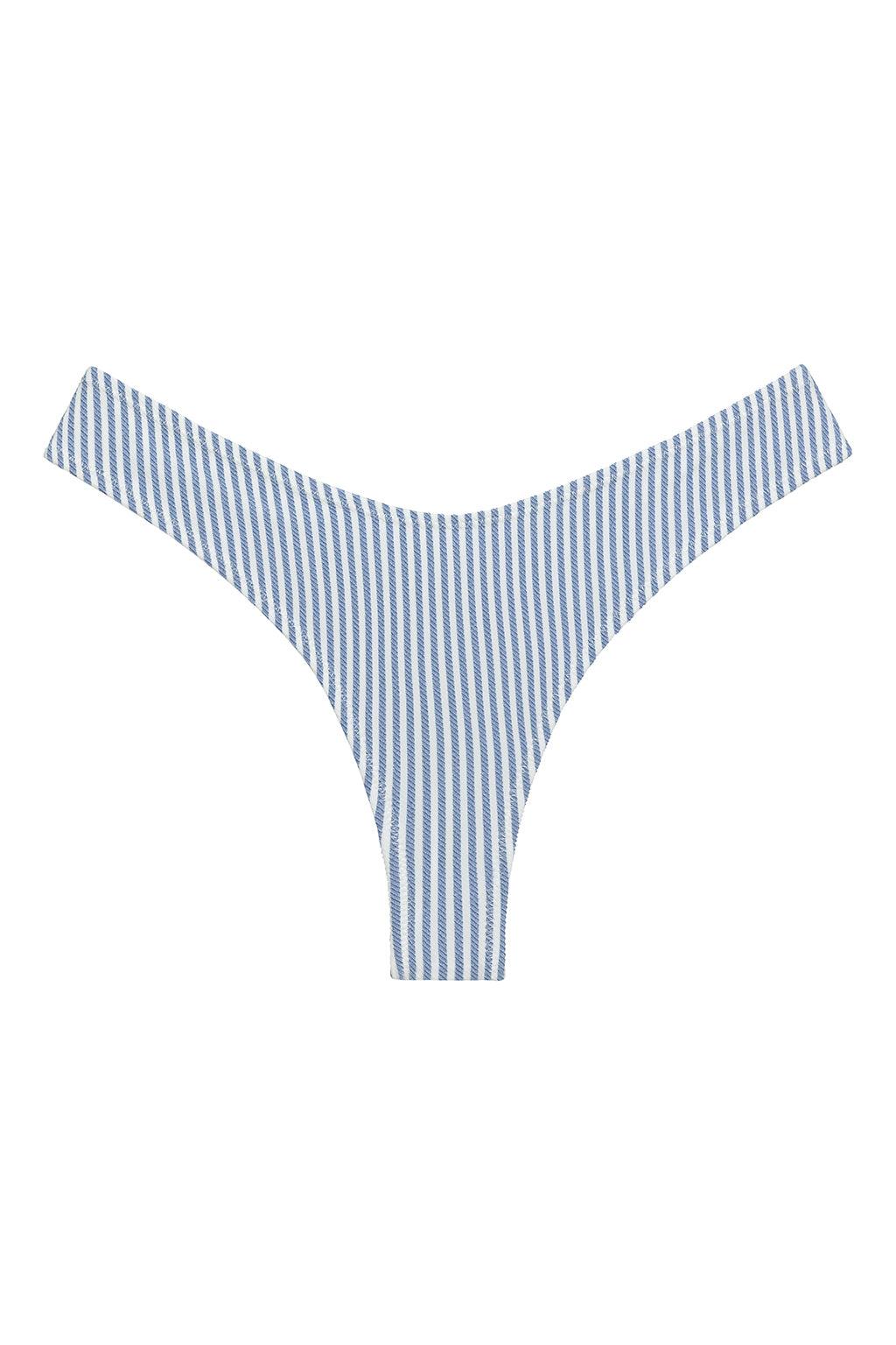 Classic Blue Stripe Added Coverage Lulu (Zig-Zag Stitch) Bikini Bottom