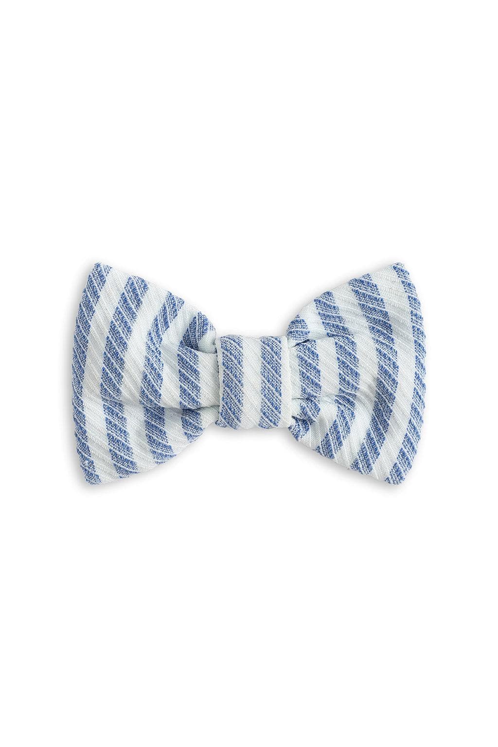 Classic Blue Stripe Mini Bow Clip Set