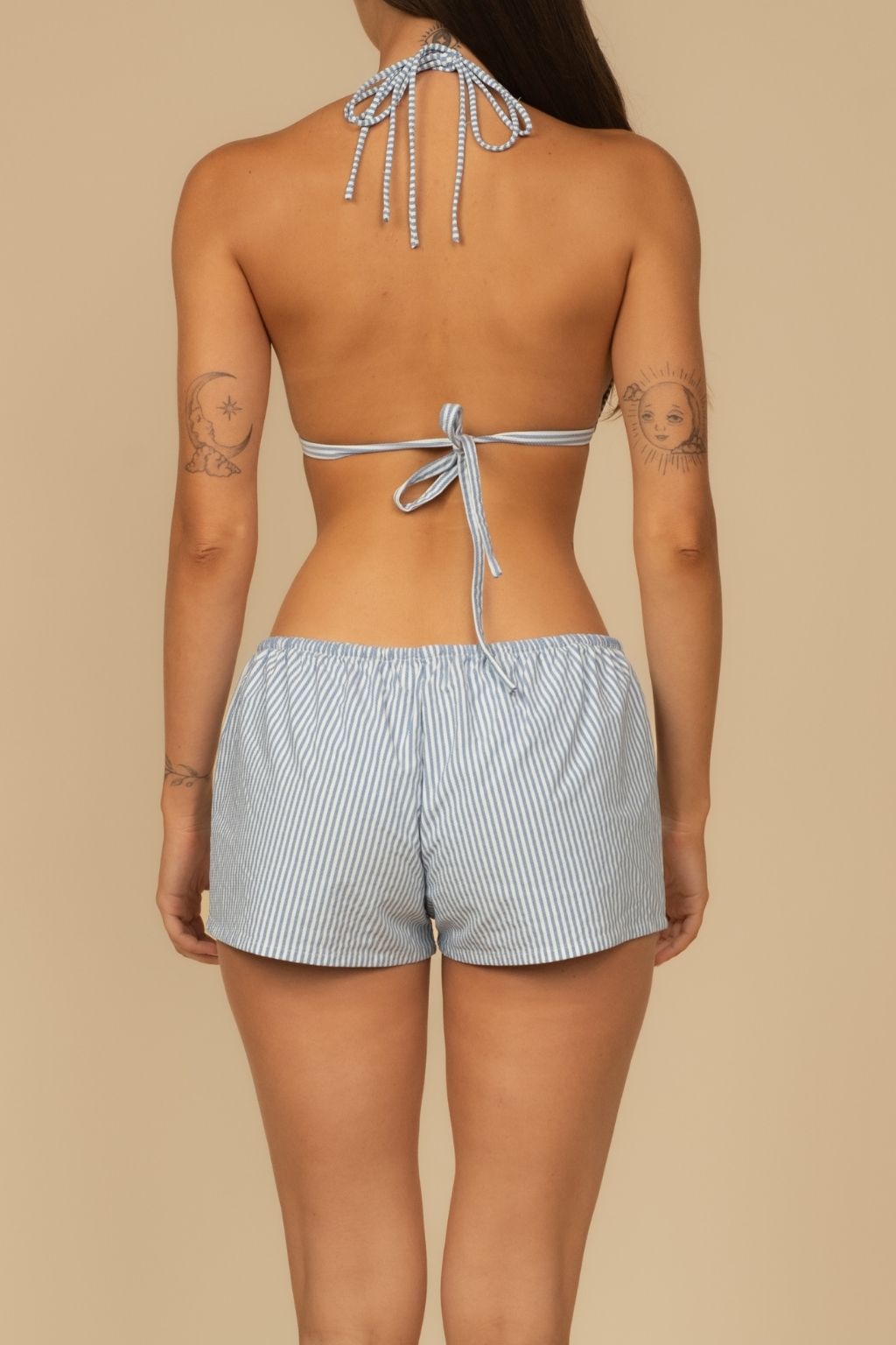 Classic Blue Stripe Low-Rise Drawstring Short