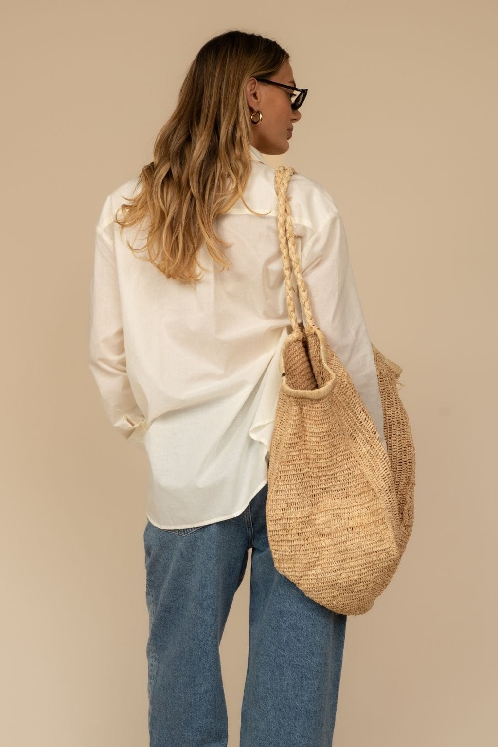 Cream Boyfriend Button-Down Shirt