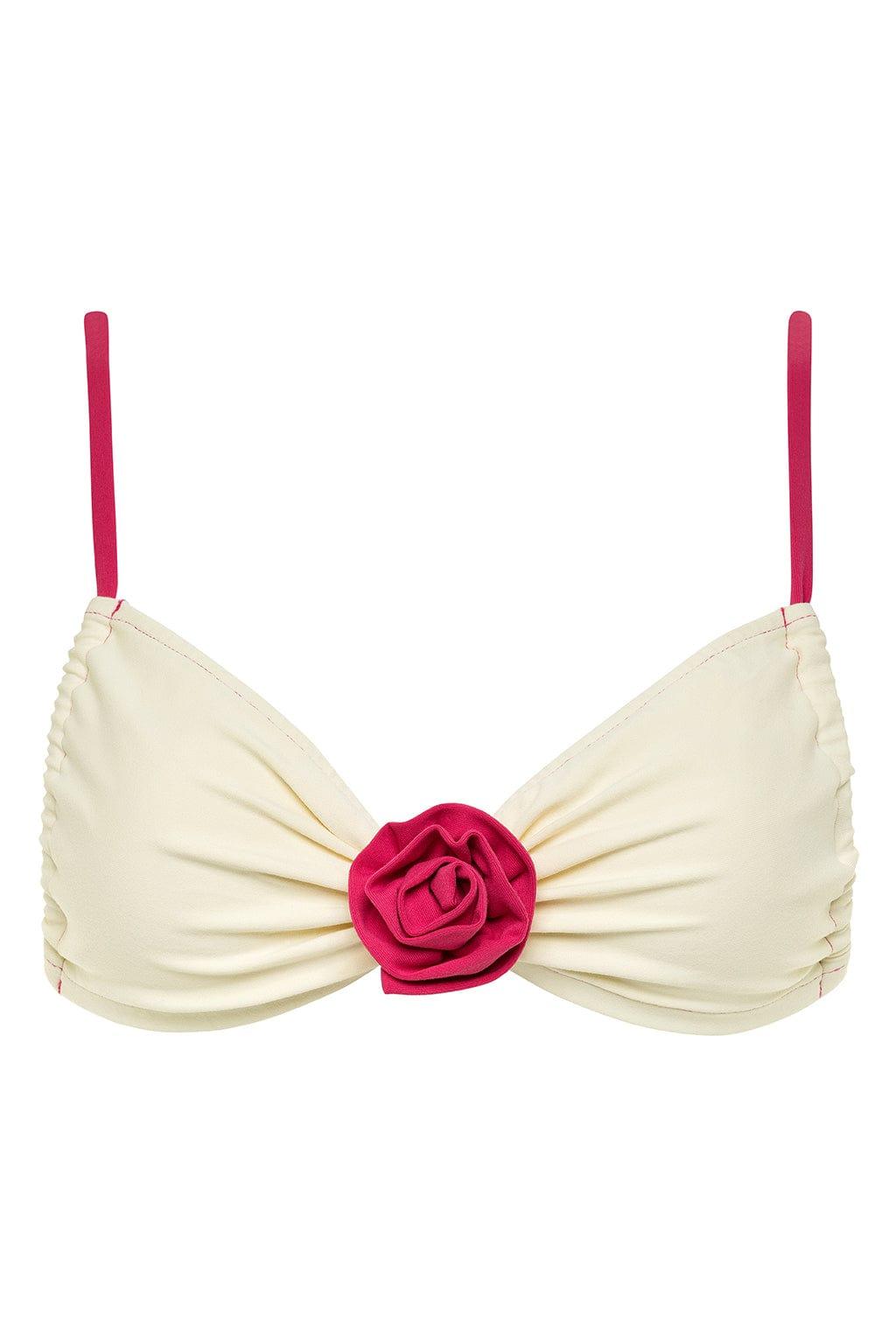 Cream Raspberry Binded Devin Rosa Bikini Top