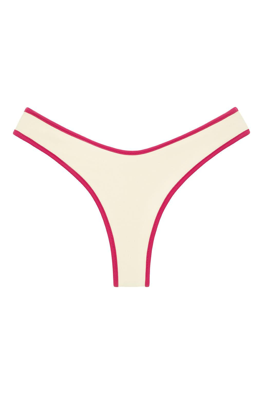 Cream Raspberry Binded Added Coverage Lulu Bikini Bottom