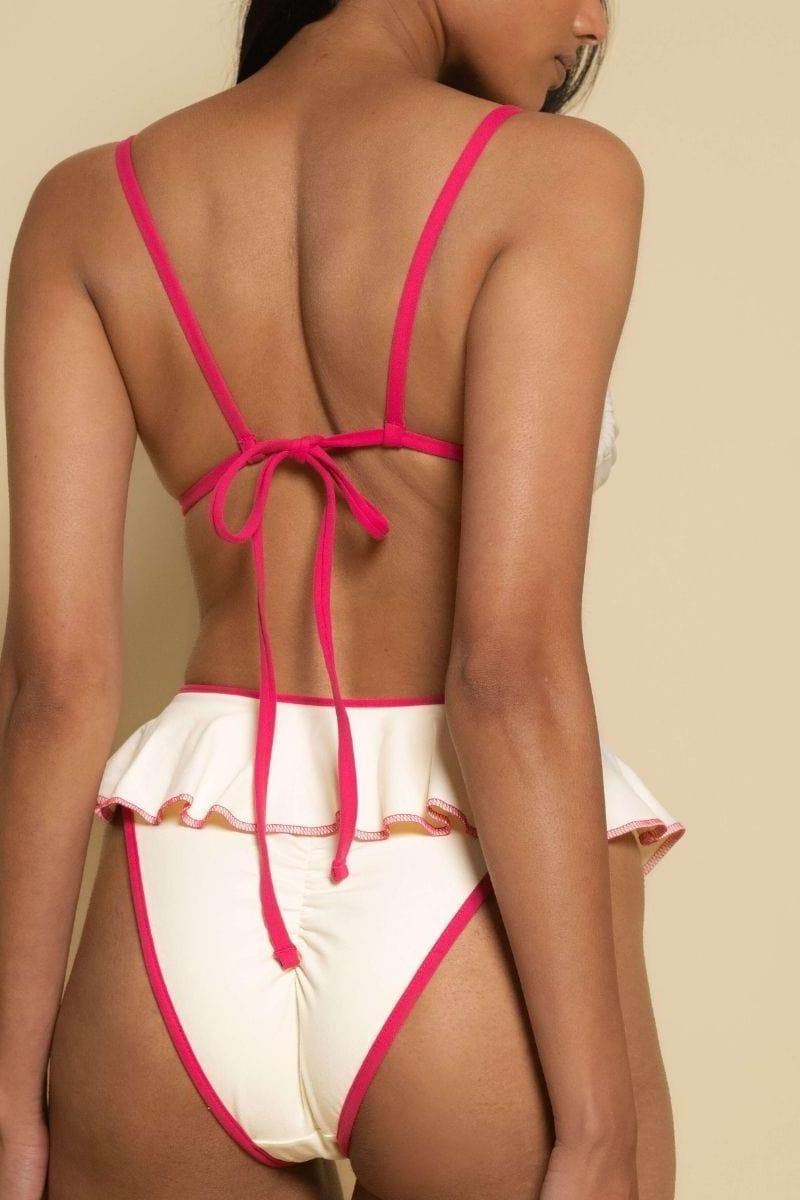 Cream Raspberry Binded Devin Rosa Bikini Top