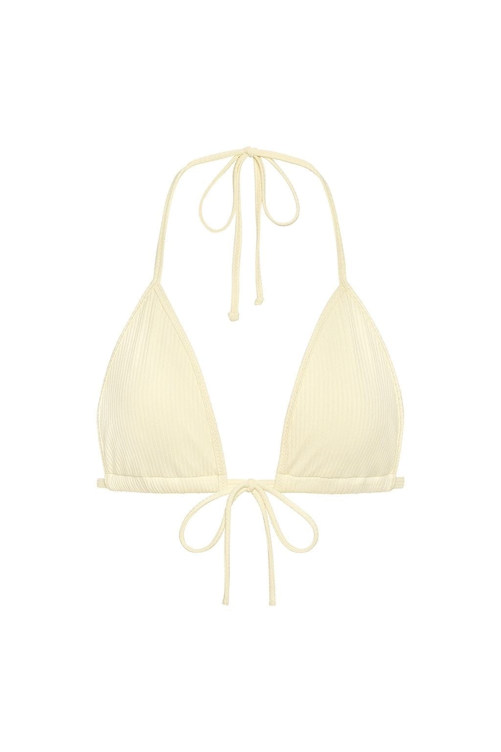 Cream Rib Binded Emma (Zig-Zag Stitch) Bikini Top