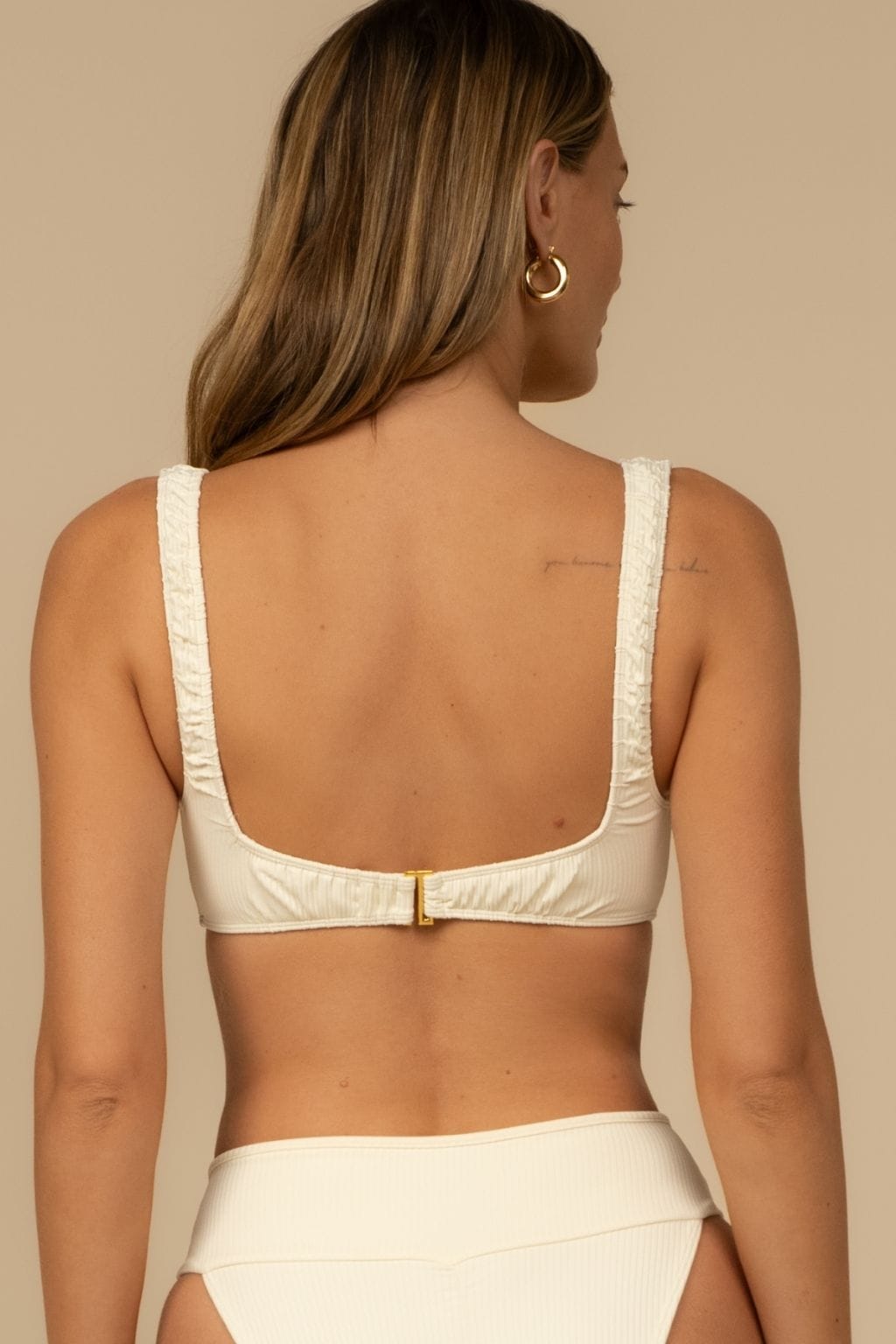 Cream Rib Zoe Bikini Top