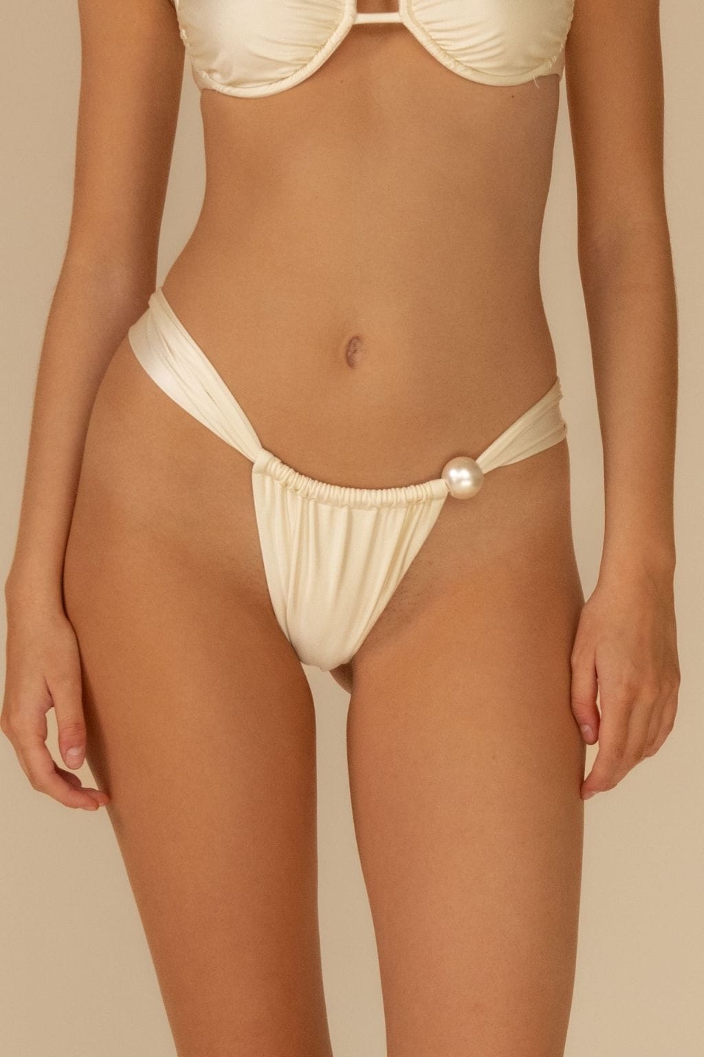 Cream Silkie Sandra Pearl Bikini Bottom