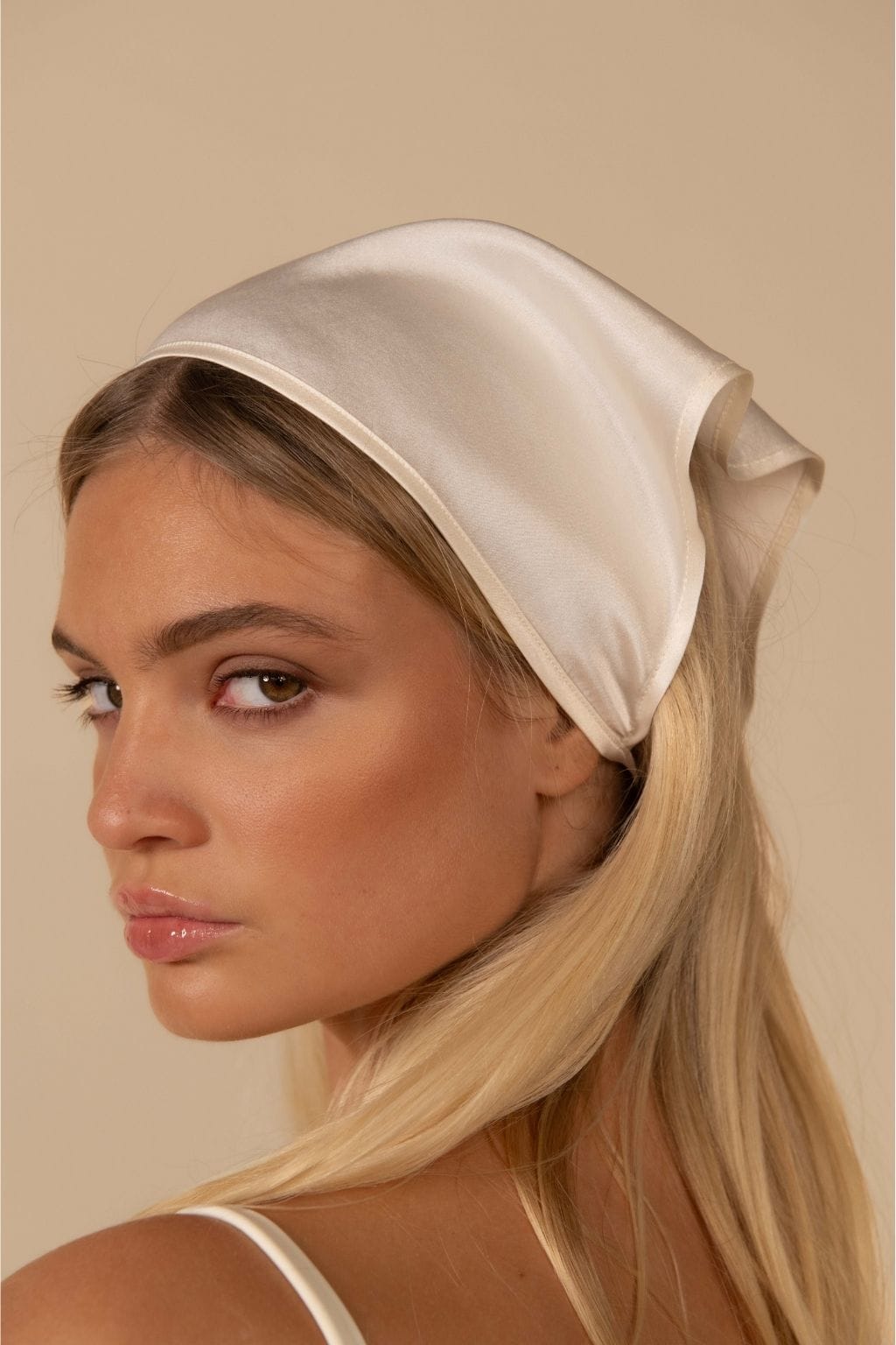 Cream Silkie Tie-Up Scarf