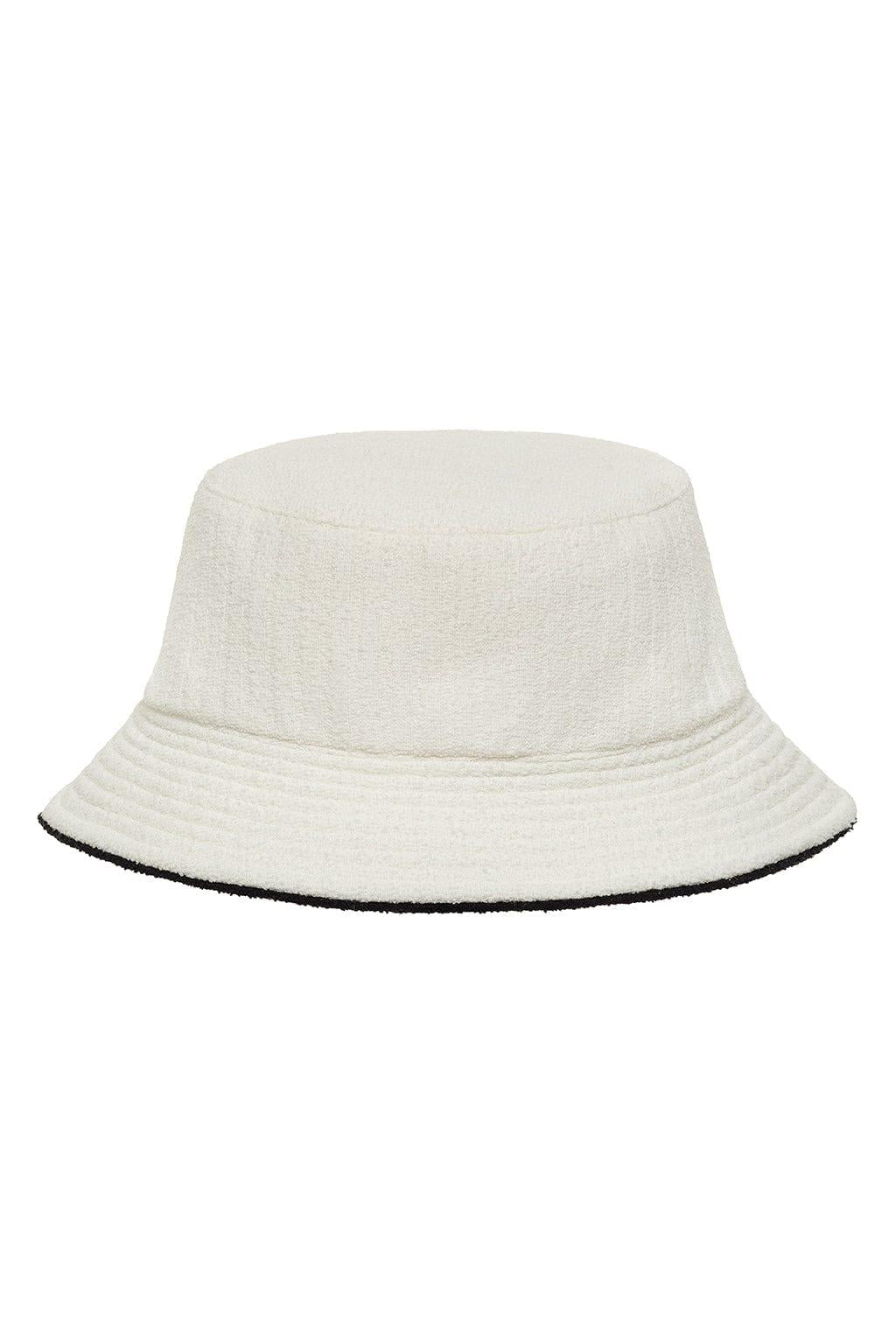 Cream (Black Binded) Terry Rib Bucket Hat