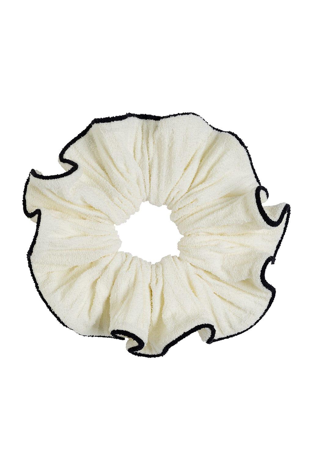 Cream (Black Binded) Terry Rib Chunky Scrunchie