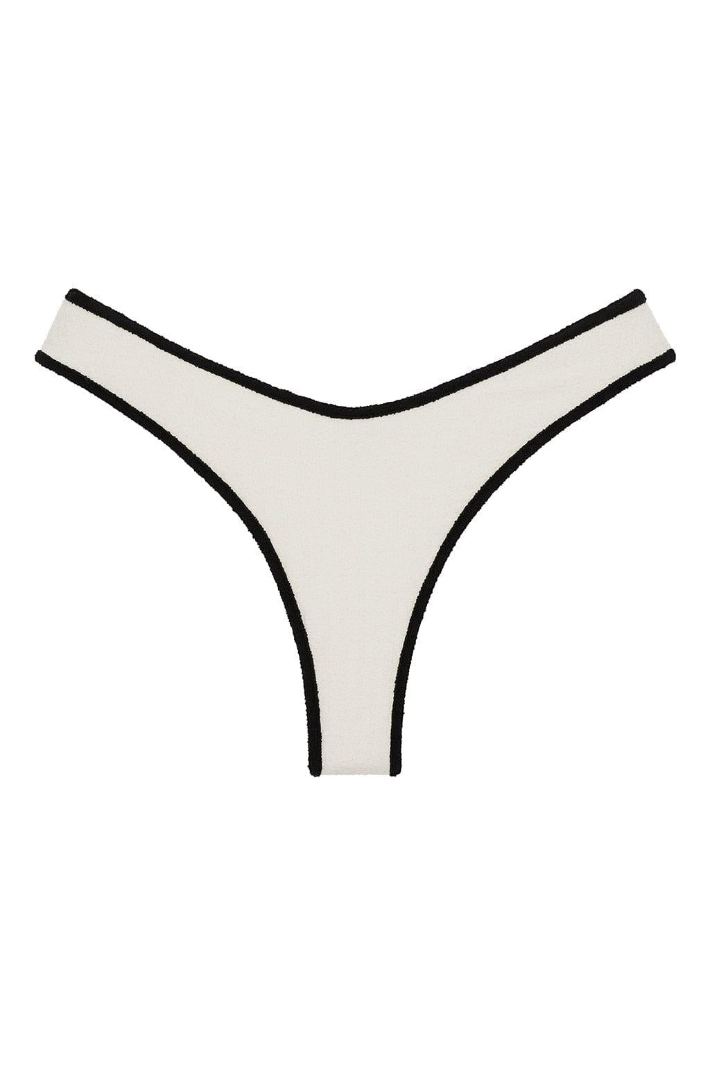 Cream (Black Binded) Terry Rib Added Coverage Lulu Bikini Bottom