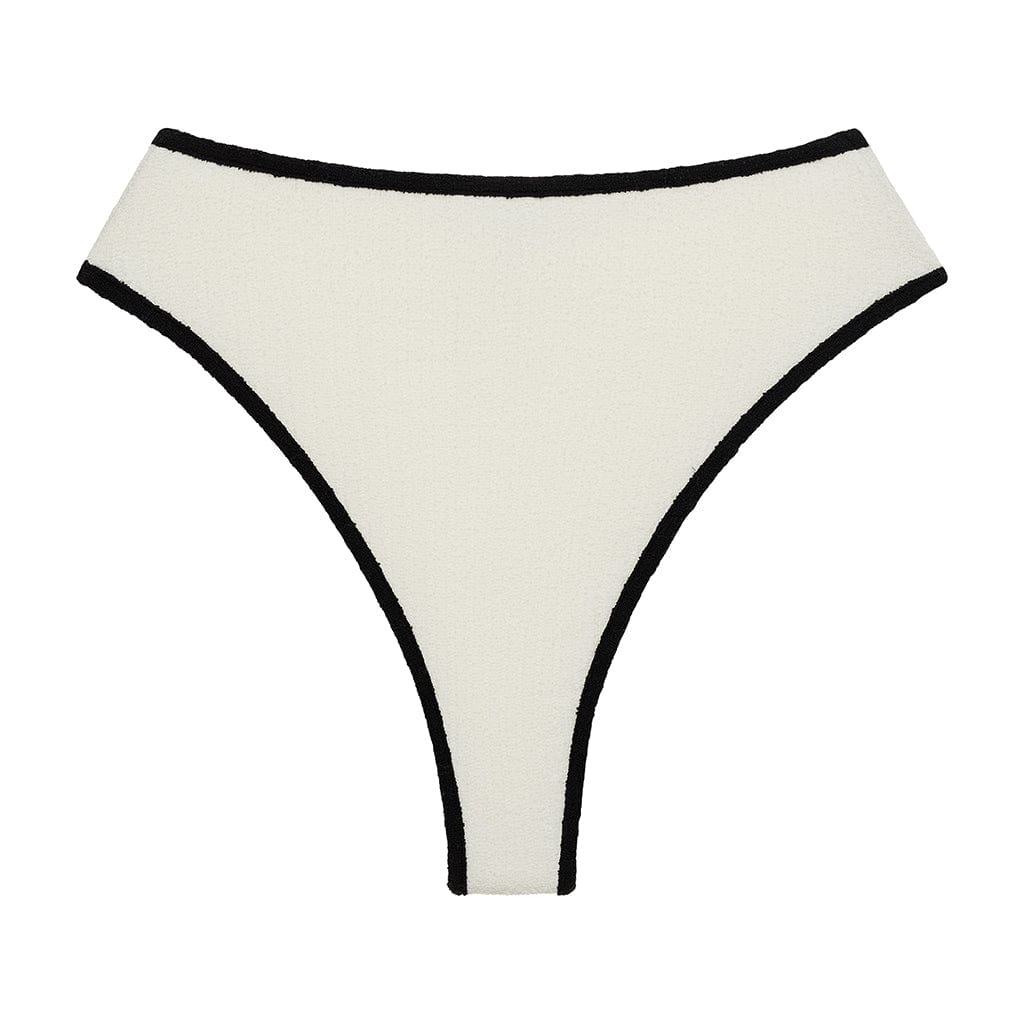 Cream (Black Binded) Terry Rib Paula Bikini Bottom