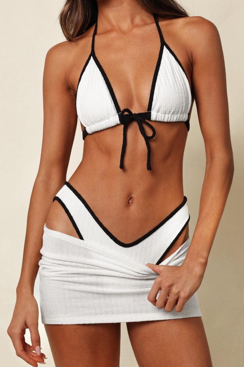 Cream Terry Rib Micro Skirt