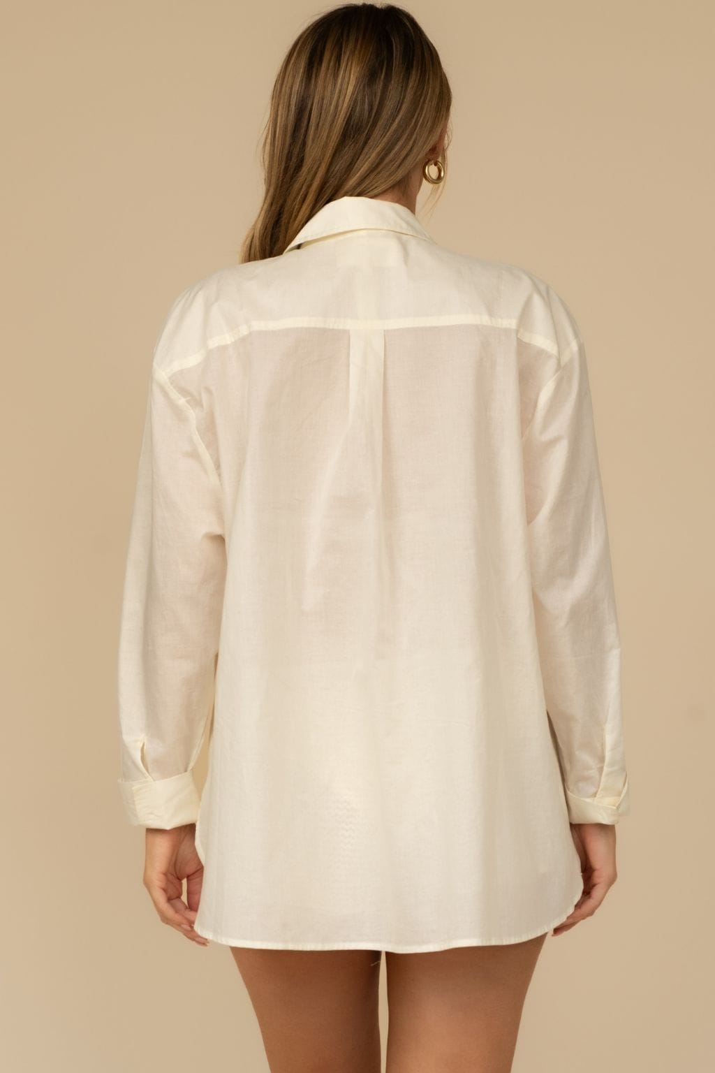 Cream Boyfriend Button-Down Shirt